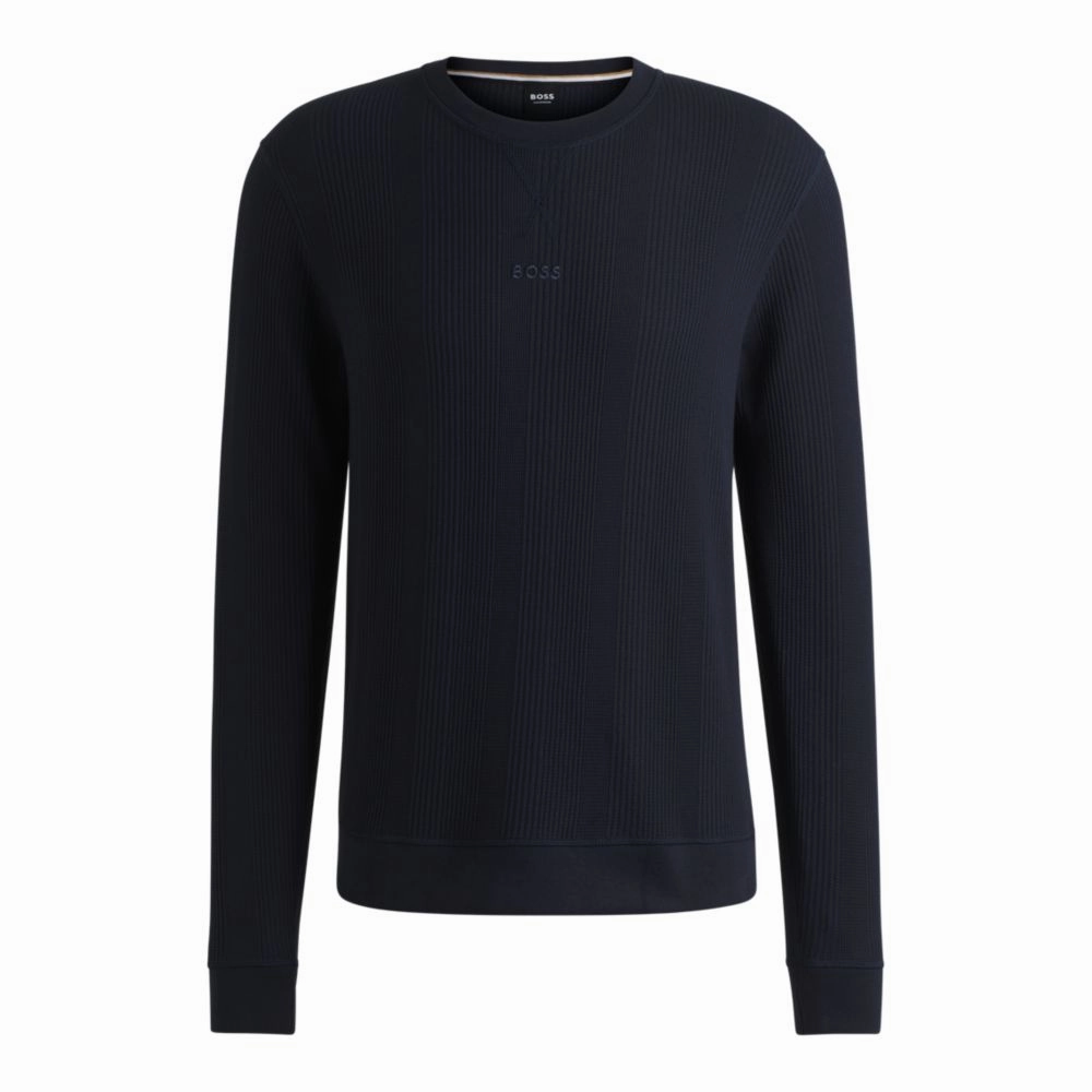 Logo-embroidered sweatshirt in a waffle knit