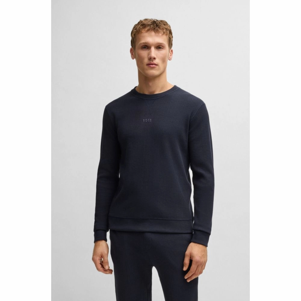 Logo-embroidered sweatshirt in a waffle knit
