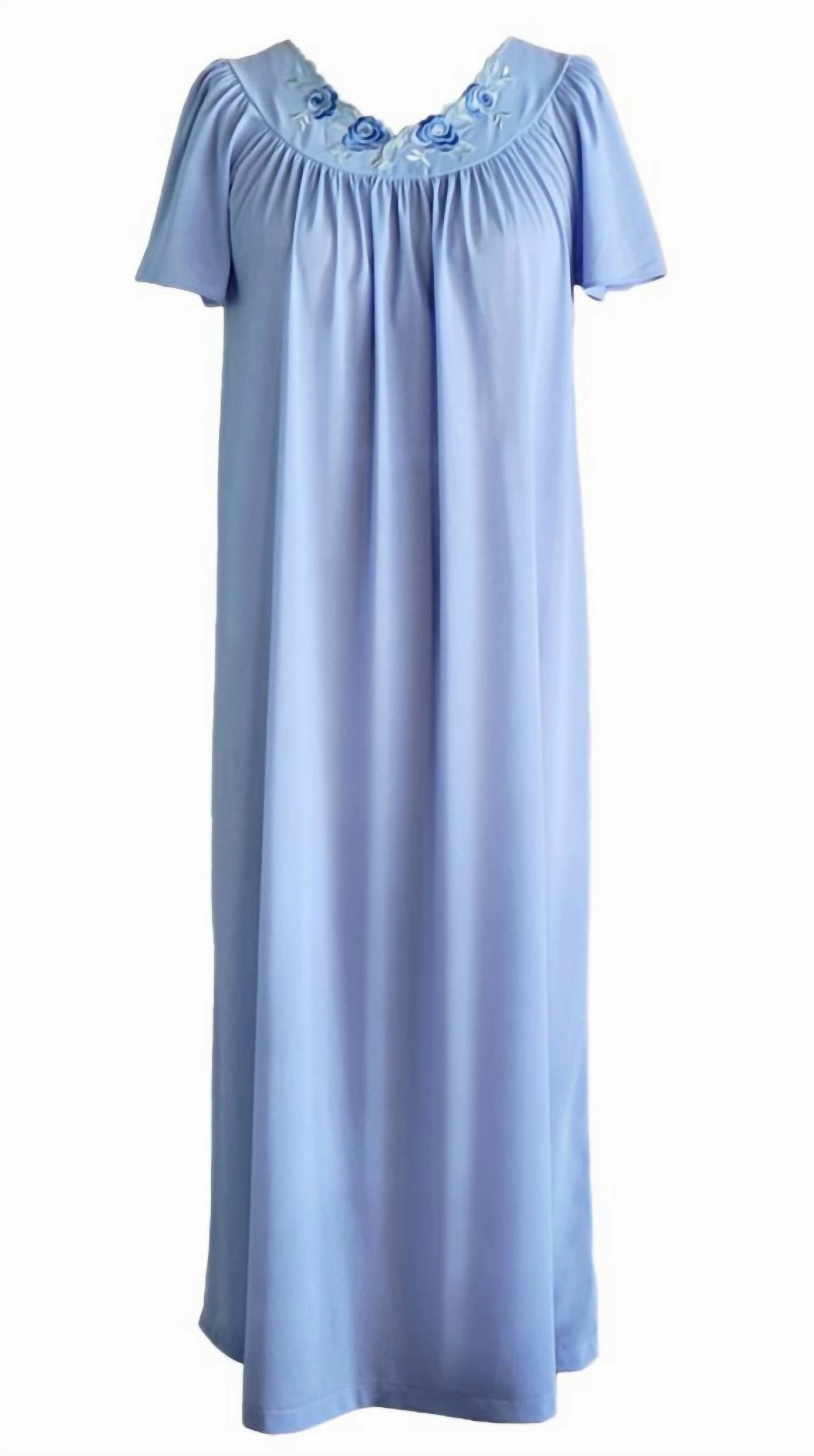 Long Gown With Flower Petal Embroidery And Flutter Sleeves In Lilac