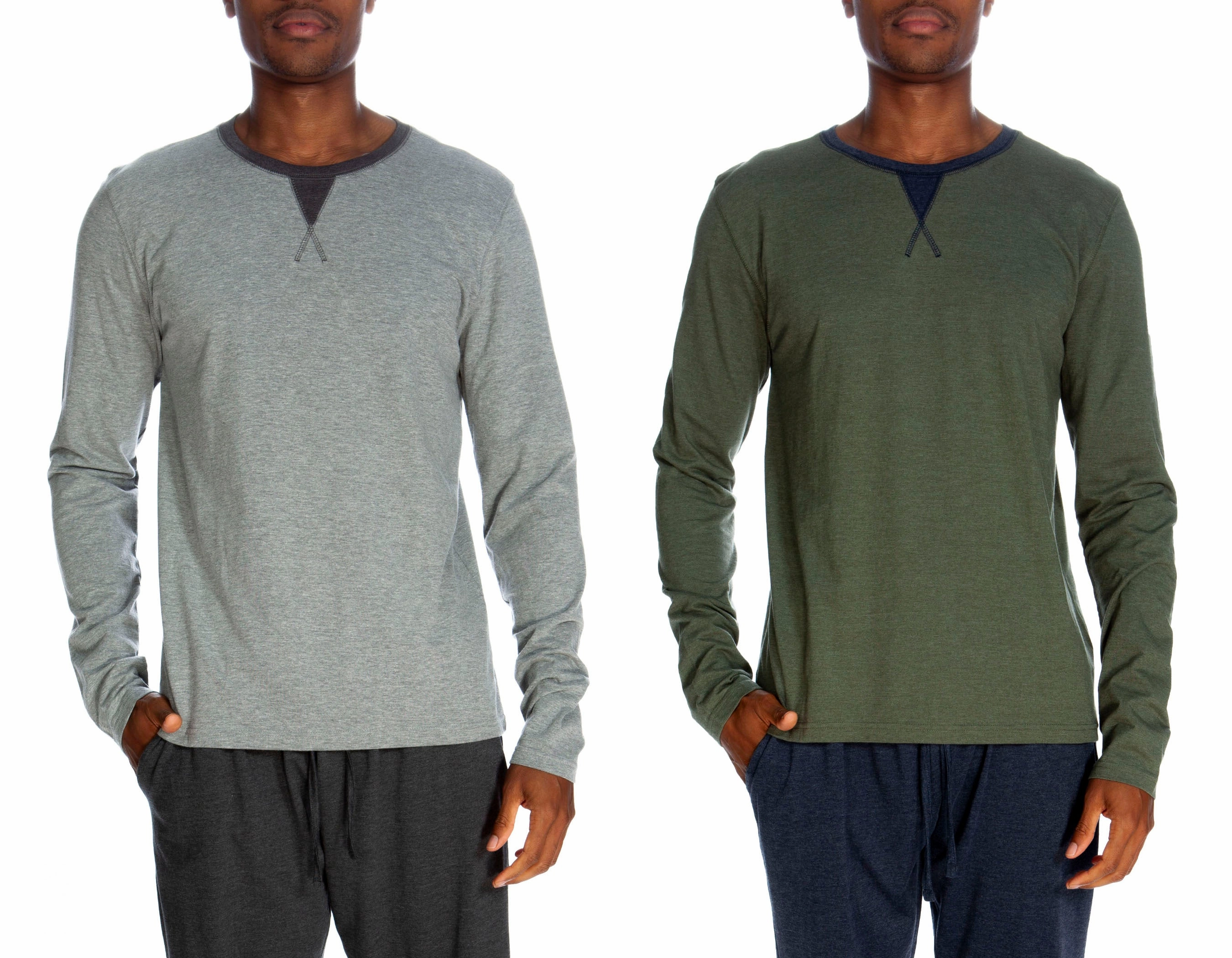 Long Sleeve Contrast Crew 2 Pack