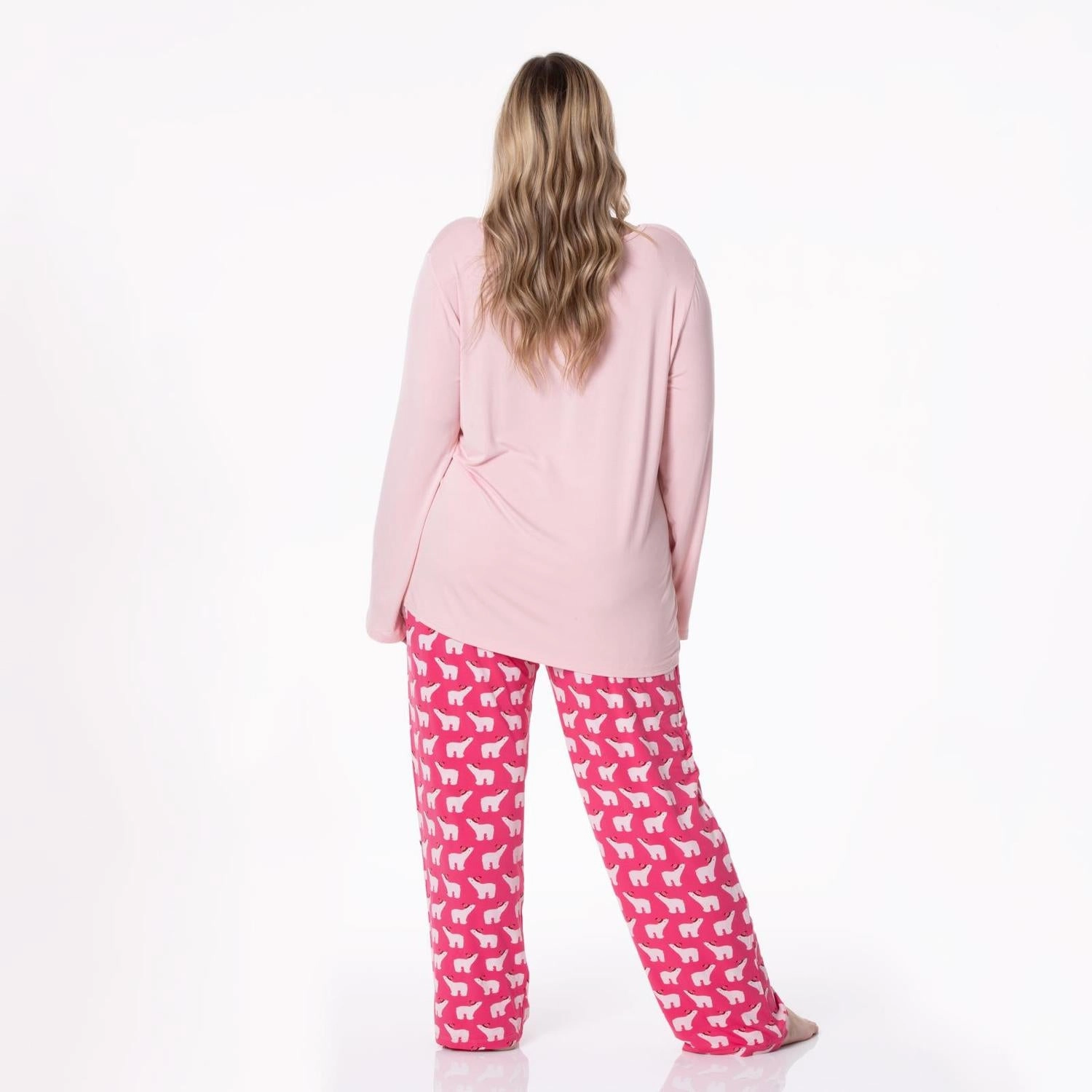 Long Sleeve Tee & Pajama Pants Set In Winter Rose Polar Bears