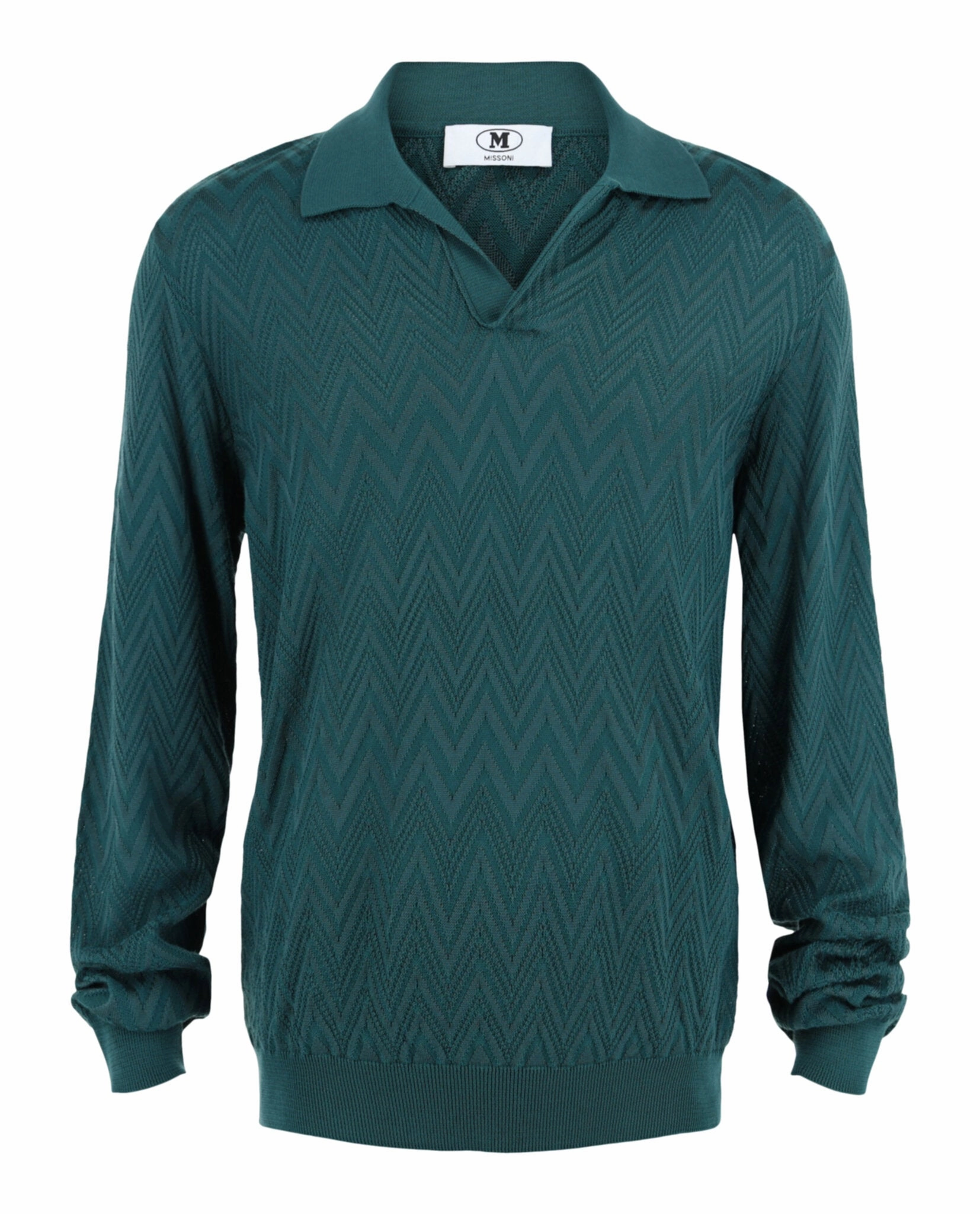 Long Sleeve Zig Zag Knit Polo Shirt