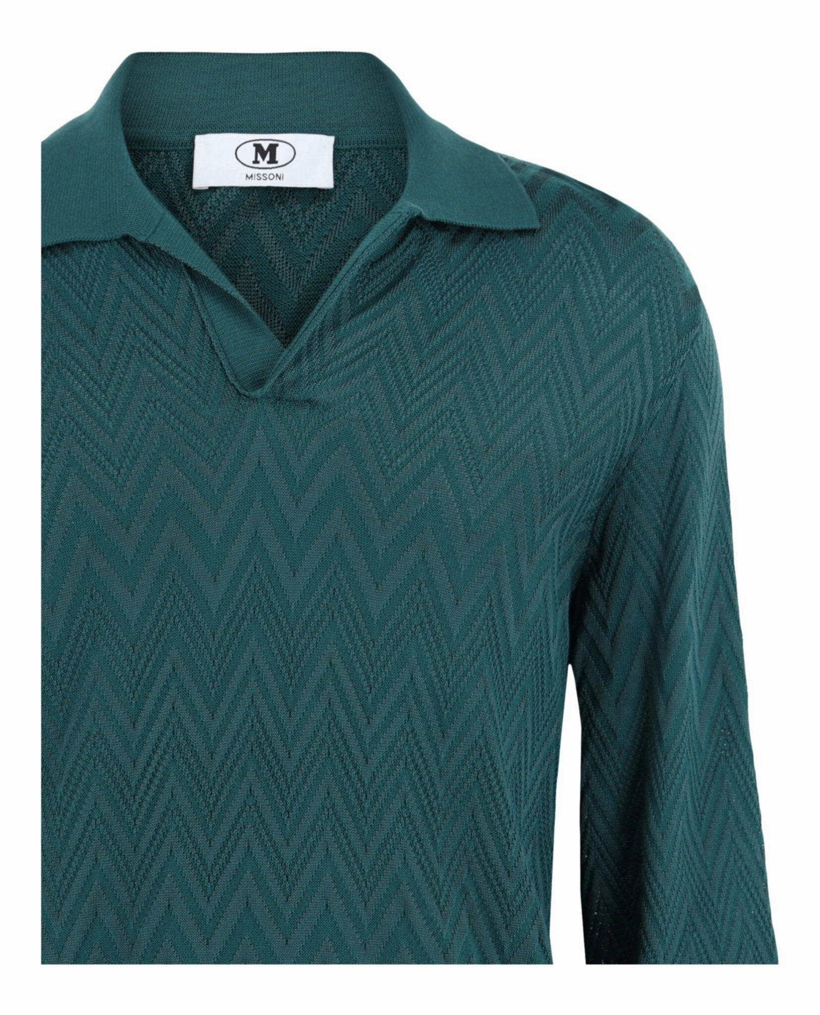 Long Sleeve Zig Zag Knit Polo Shirt