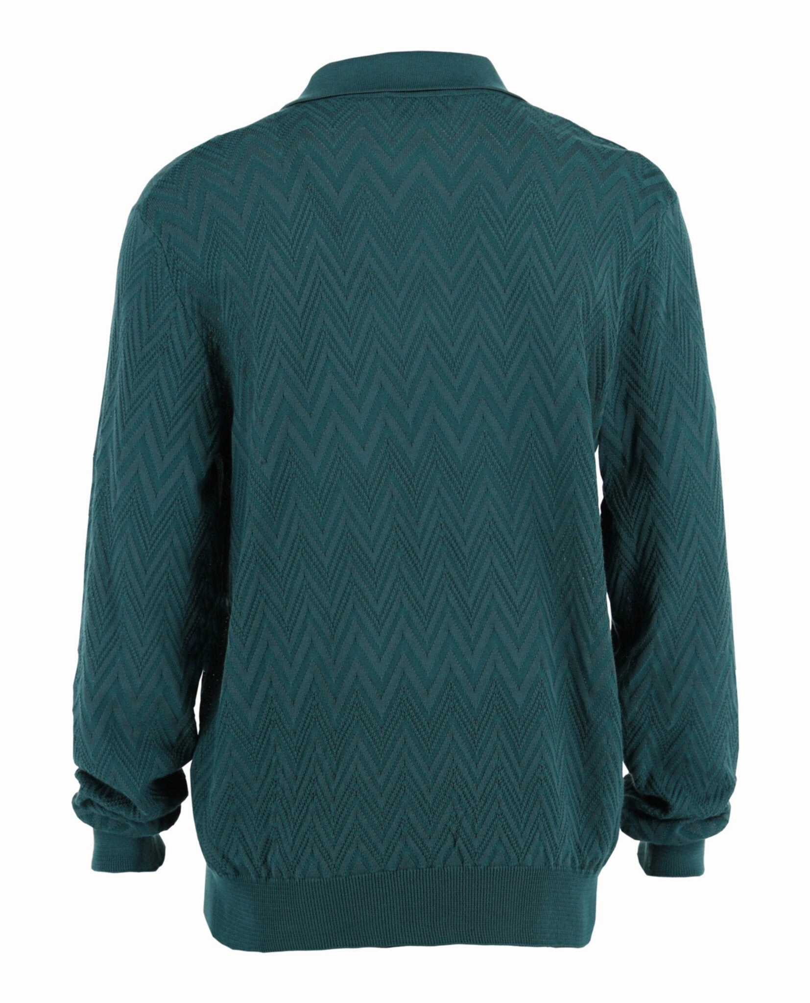 Long Sleeve Zig Zag Knit Polo Shirt