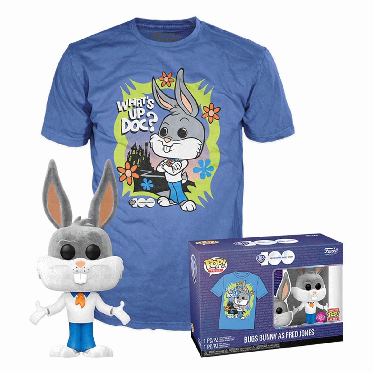 Looney Tunes Bugs Bunny as Fred Jones Pop! Vinyl and Tee Set