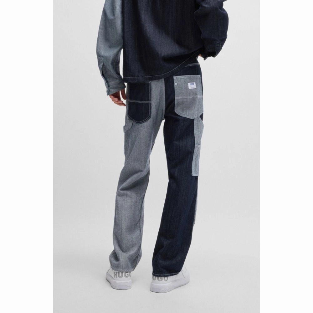 Loose-fit jeans in mixed denims