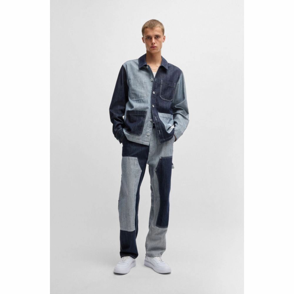 Loose-fit jeans in mixed denims