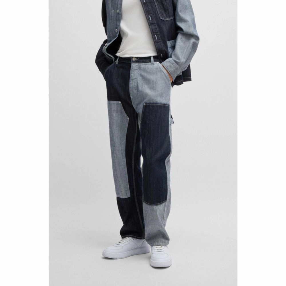 Loose-fit jeans in mixed denims