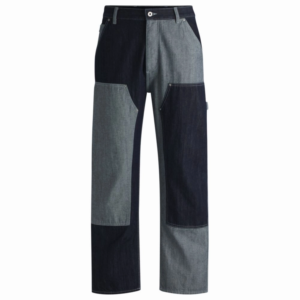 Loose-fit jeans in mixed denims