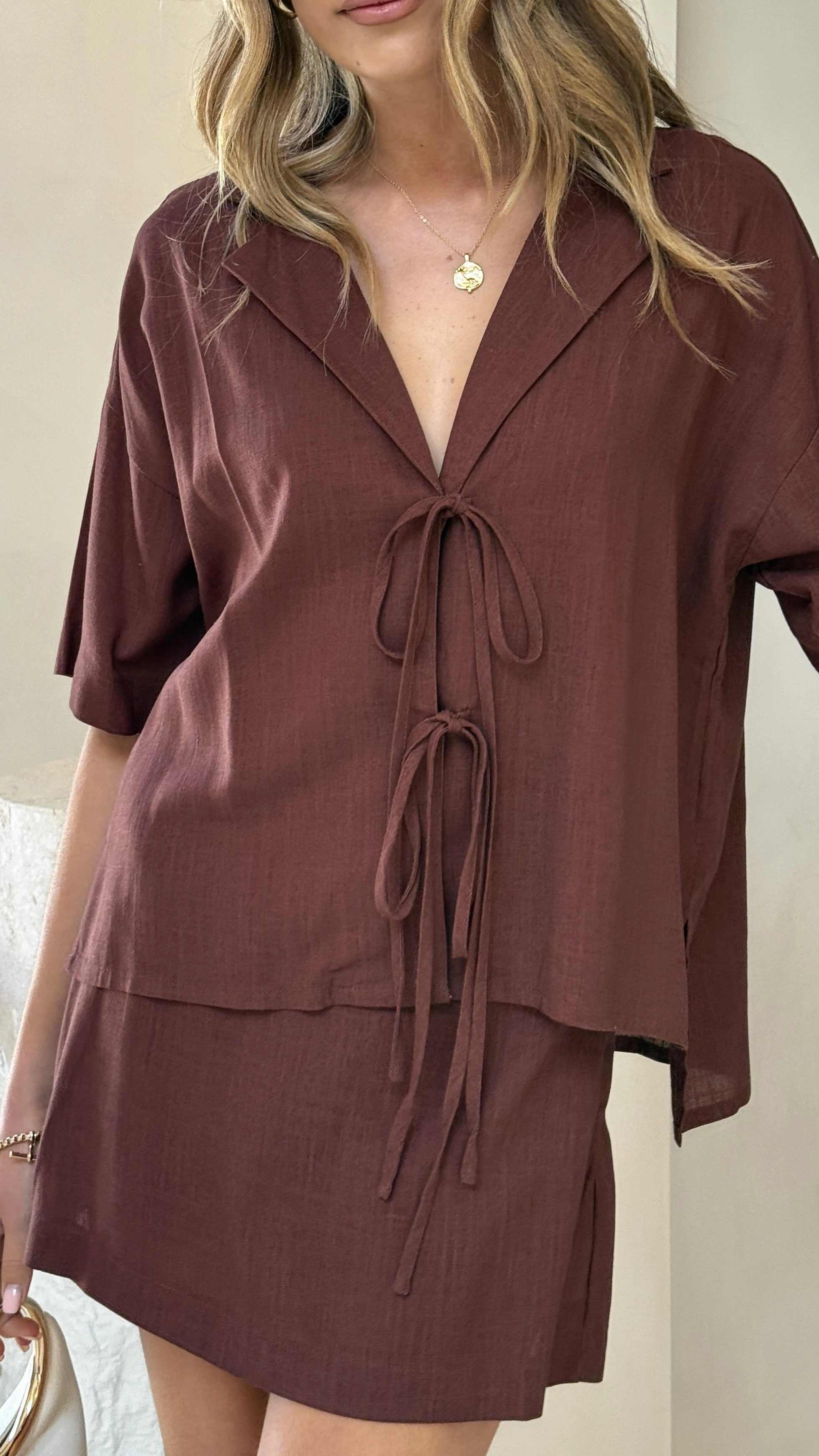 Louise Mini Skort - Brown