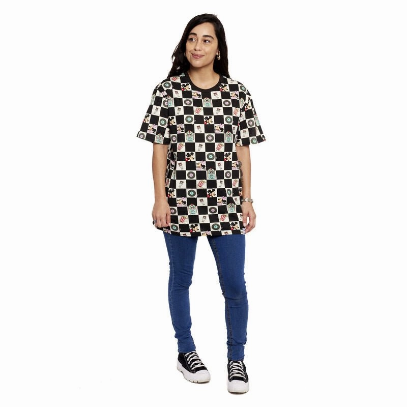 Loungefly x Disney Mickey and Minnie Date Night Diner Checkered Unisex T-Shirt