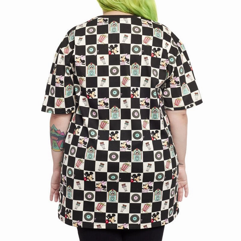 Loungefly x Disney Mickey and Minnie Date Night Diner Checkered Unisex T-Shirt