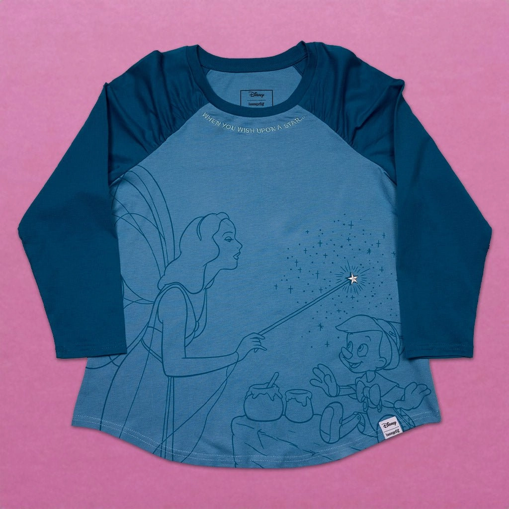 Loungefly x Disney Pinocchio Blue Fairy Shirred Raglan Tee
