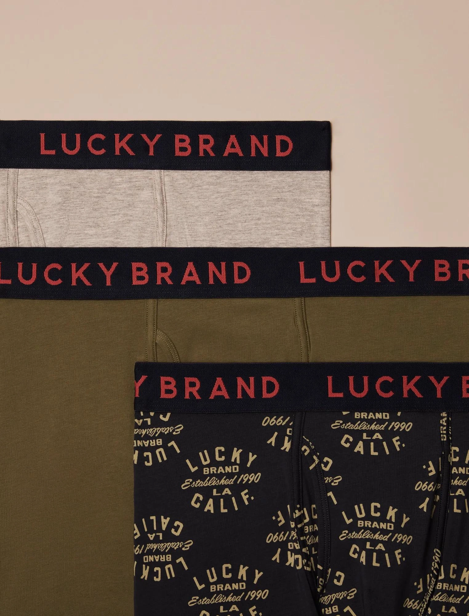 Lucky Brand 3 Pack Stretch Boxer Briefs
