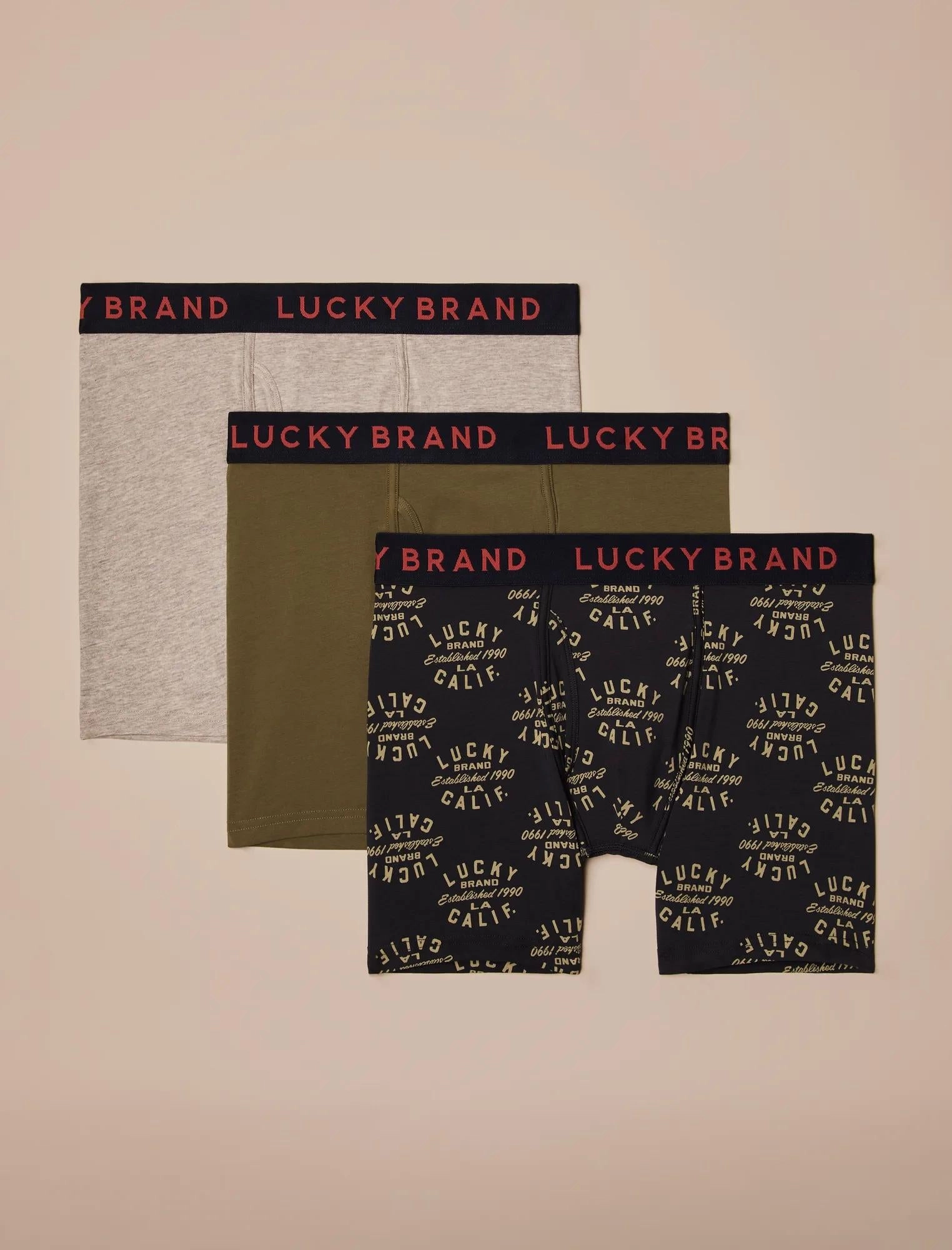 Lucky Brand 3 Pack Stretch Boxer Briefs