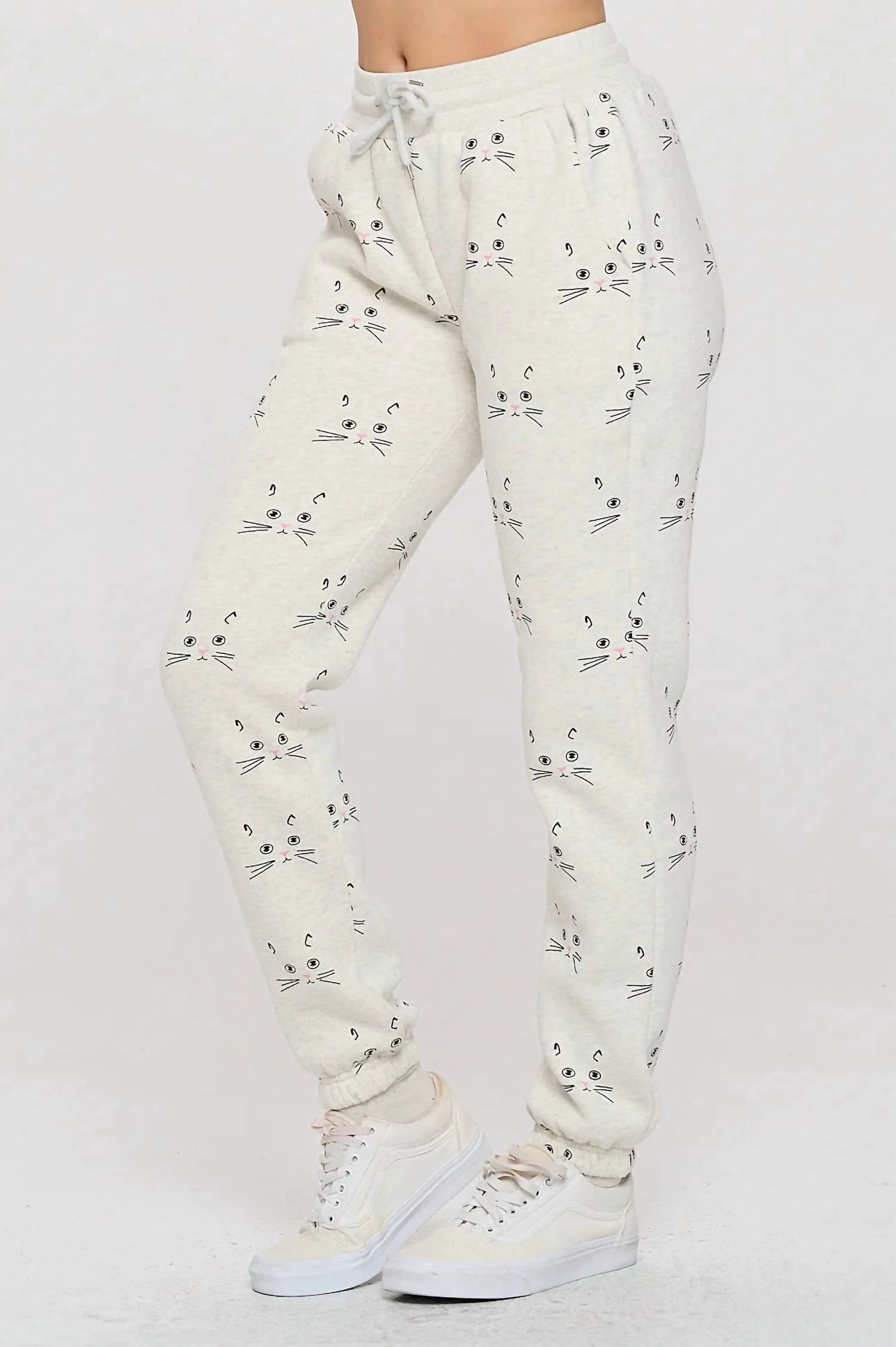 Luna Cat Sweats Lounge Set In White