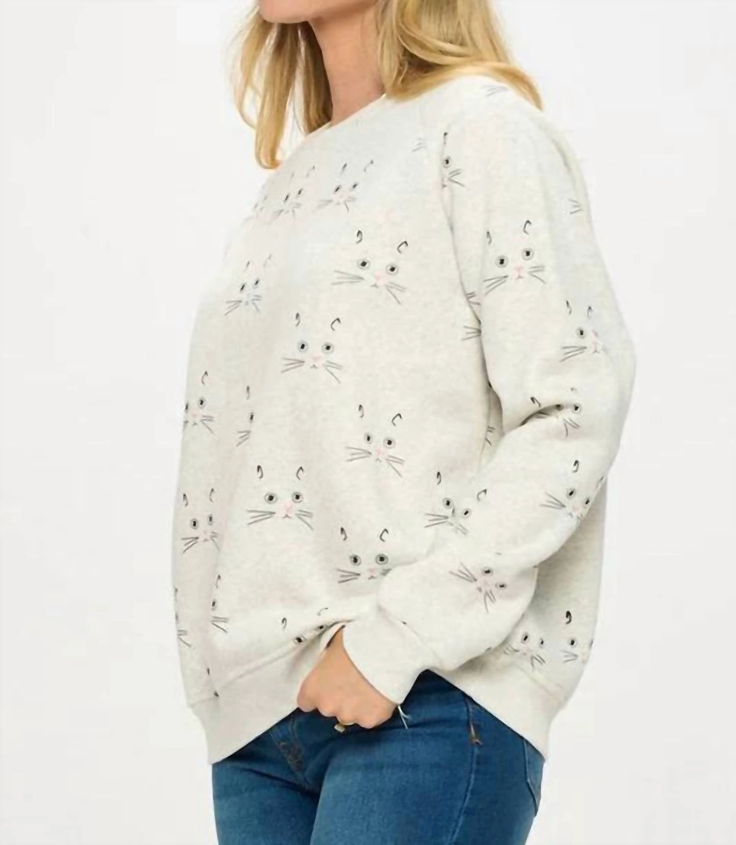 Luna Cat Sweats Lounge Set In White