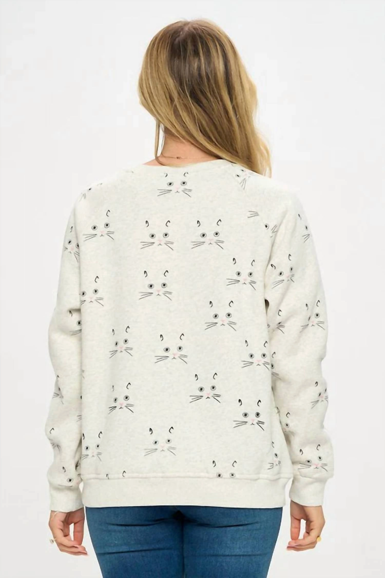 Luna Cat Sweats Lounge Set In White
