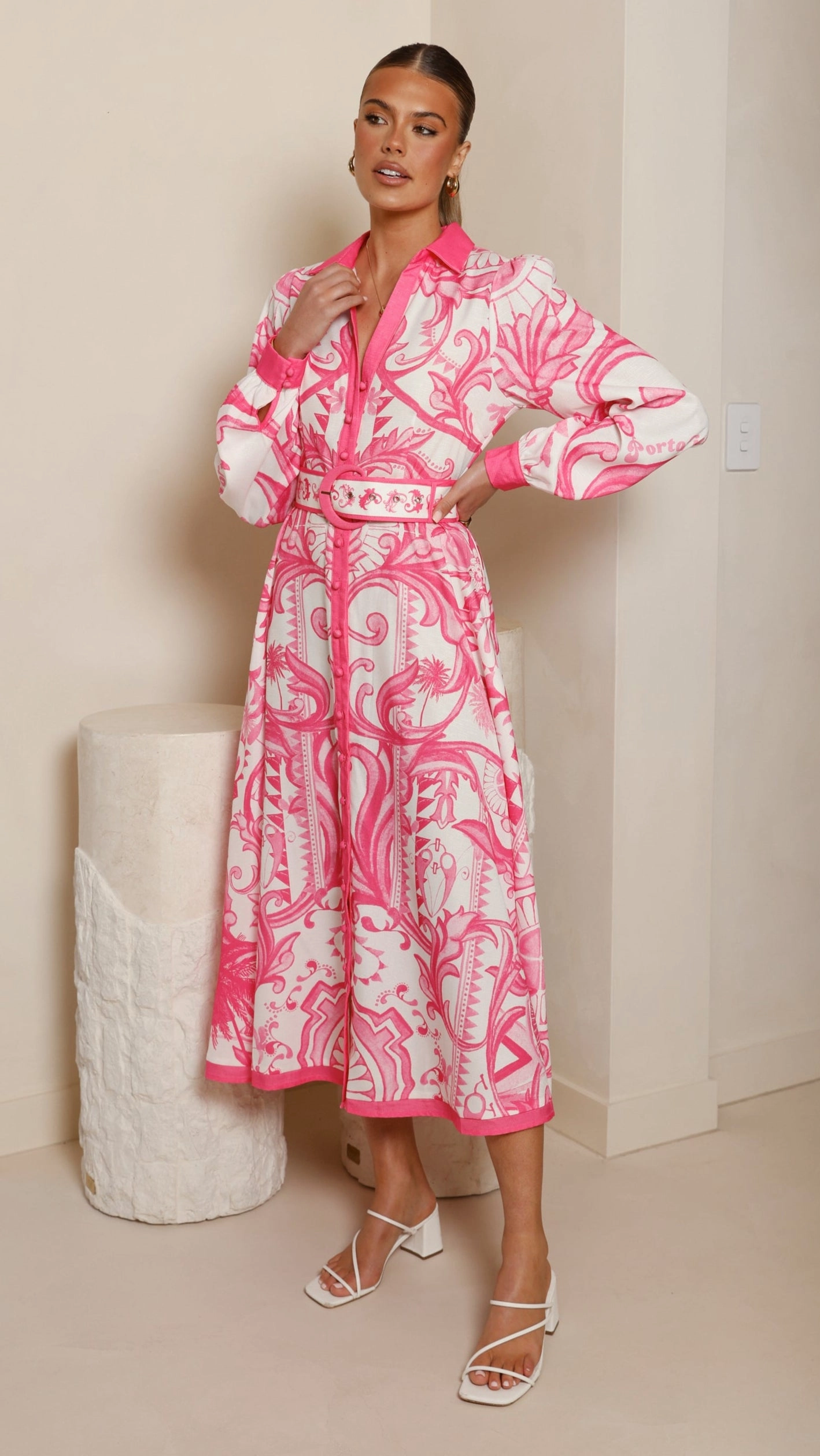 Madeline Long Sleeve Midi Dress - Portofino Cherry Jam