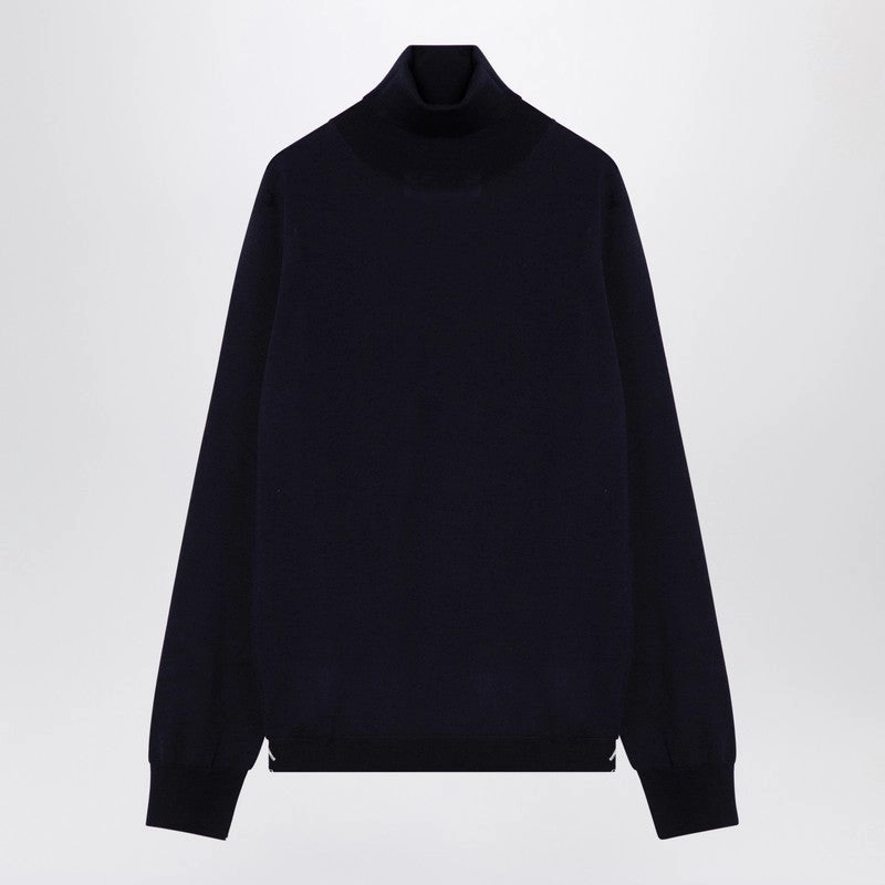 Maison Margiela Men's Turtleneck Pullover In Navy Wool