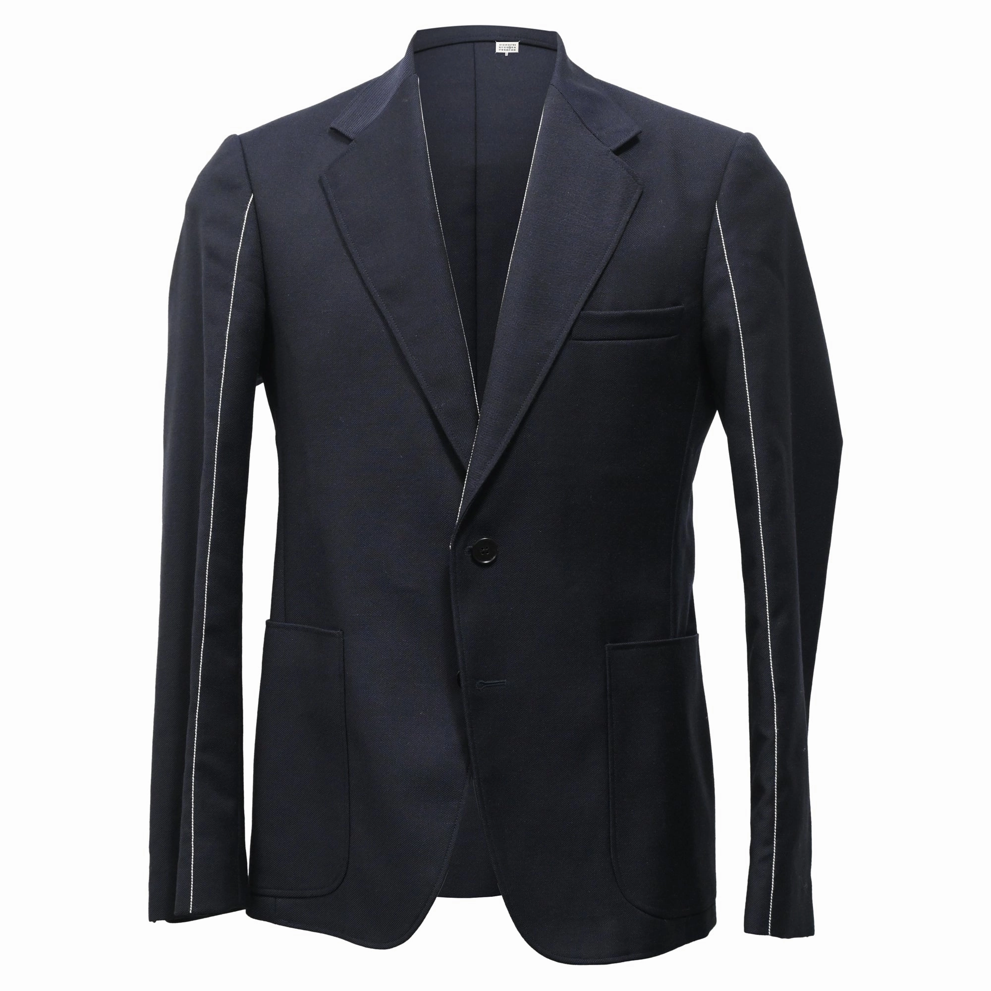 Maison Margiela Visible Stitch Blazer in Navy Blue Wool