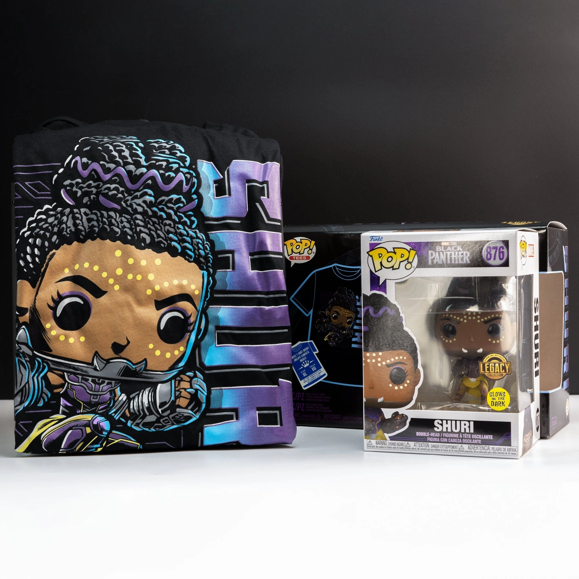 Marvel Black Panther Shuri (Glow in the Dark) Pop! Vinyl and Tee Set