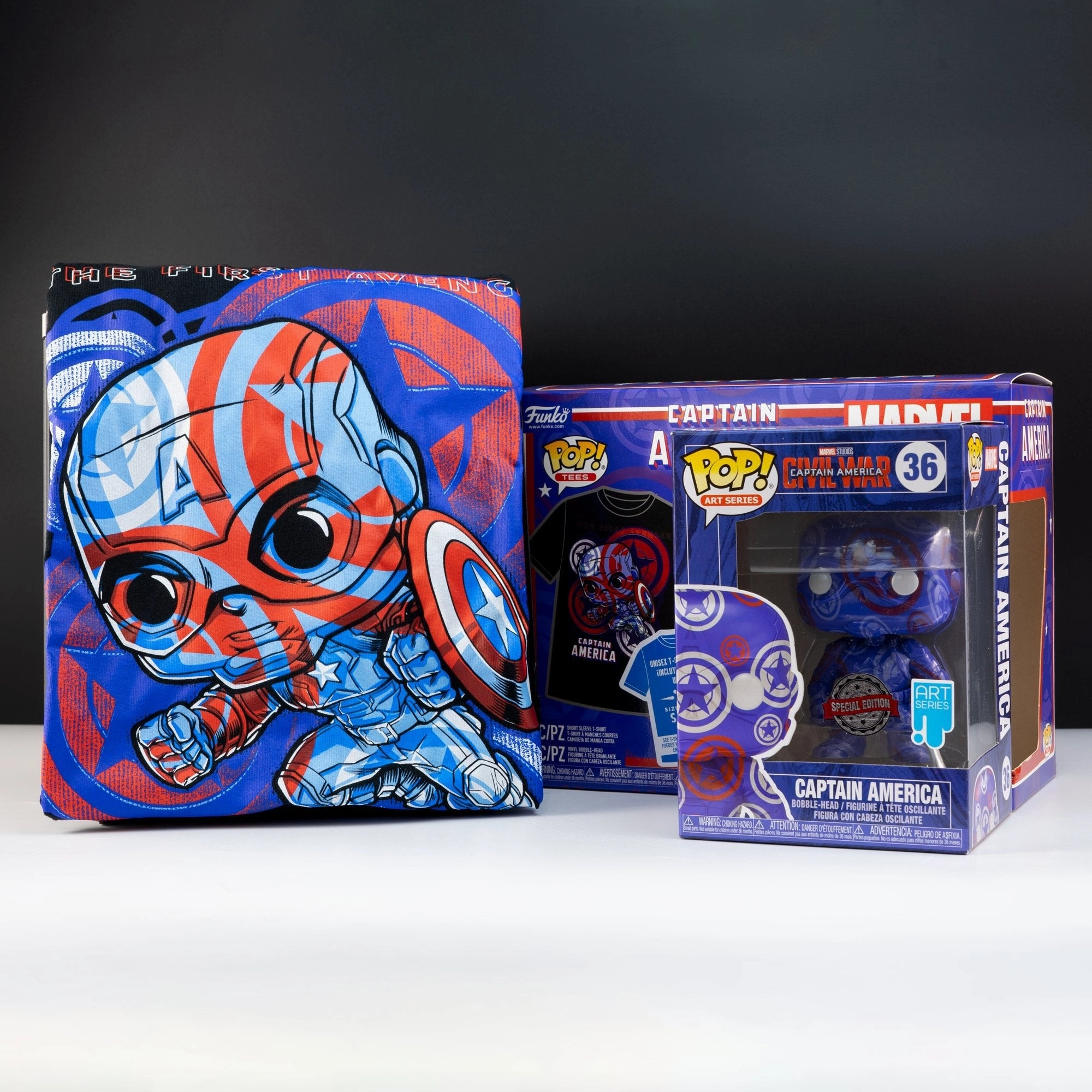 Marvel Captain America Patriotic Age Pop! Vinyl and Tee Set