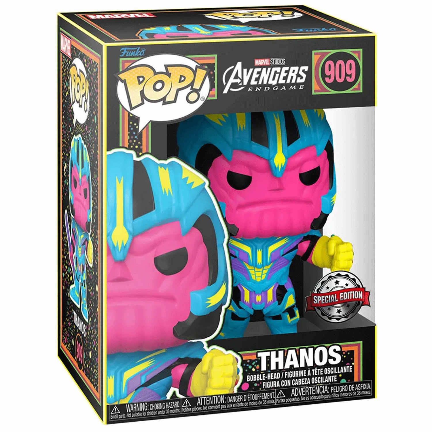 Marvel Thanos Blacklight Pop! Vinyl and Tee Set