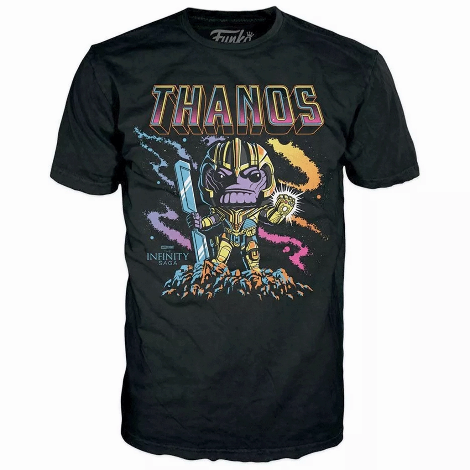 Marvel Thanos Blacklight Pop! Vinyl and Tee Set
