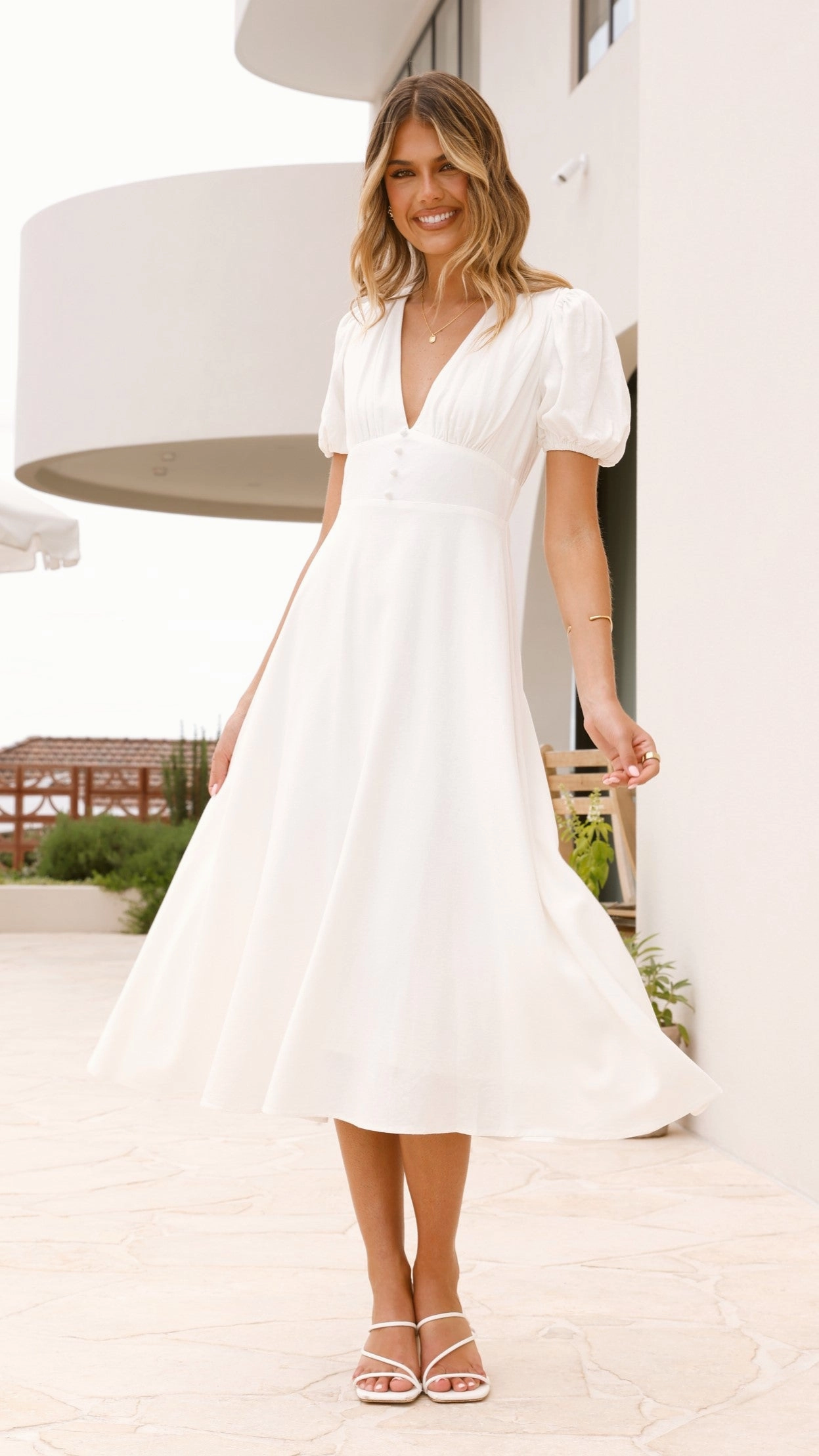 Melea Midi Dress - White