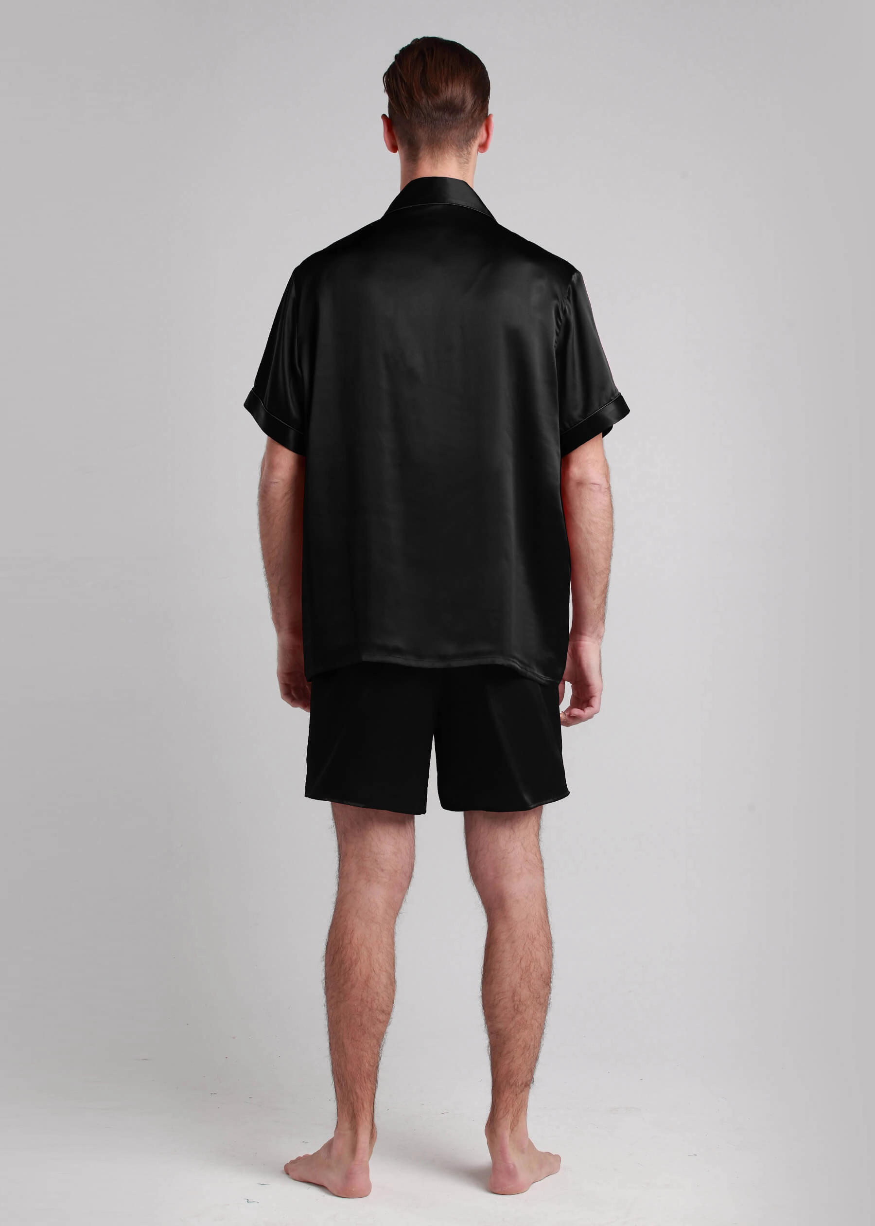 Men's 22 Momme Contrast Trim Short Silk Pajama Set
