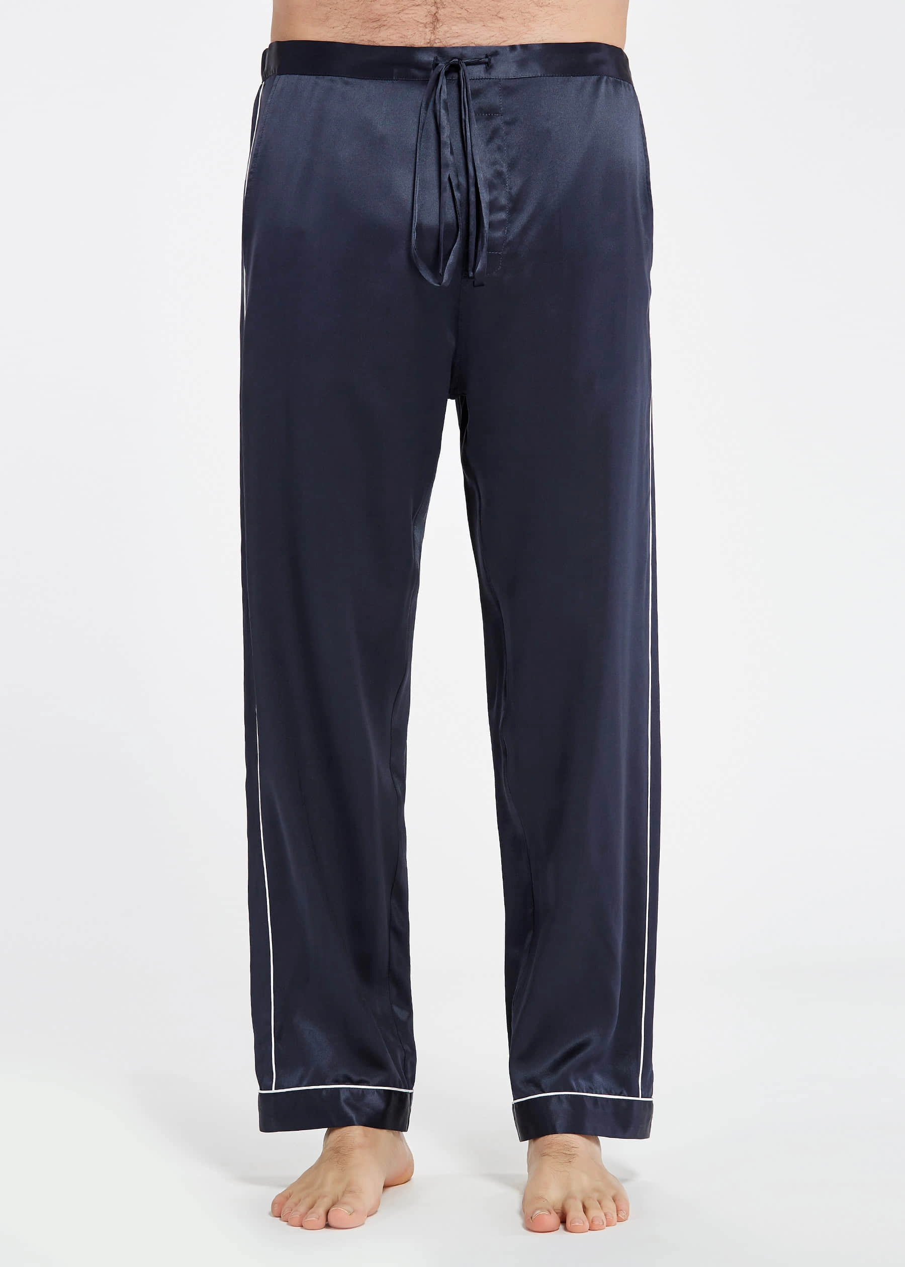 Men's 22 Momme Unique Silk Pajamas Set with Double Row Pipping
