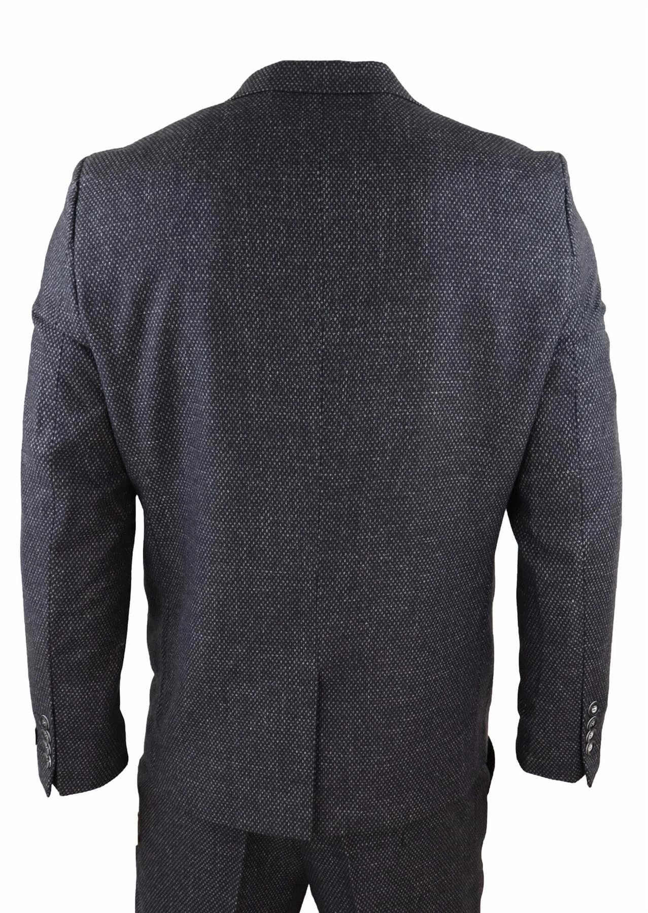 Men's 3 Piece Black Herringbone Tweed Suit