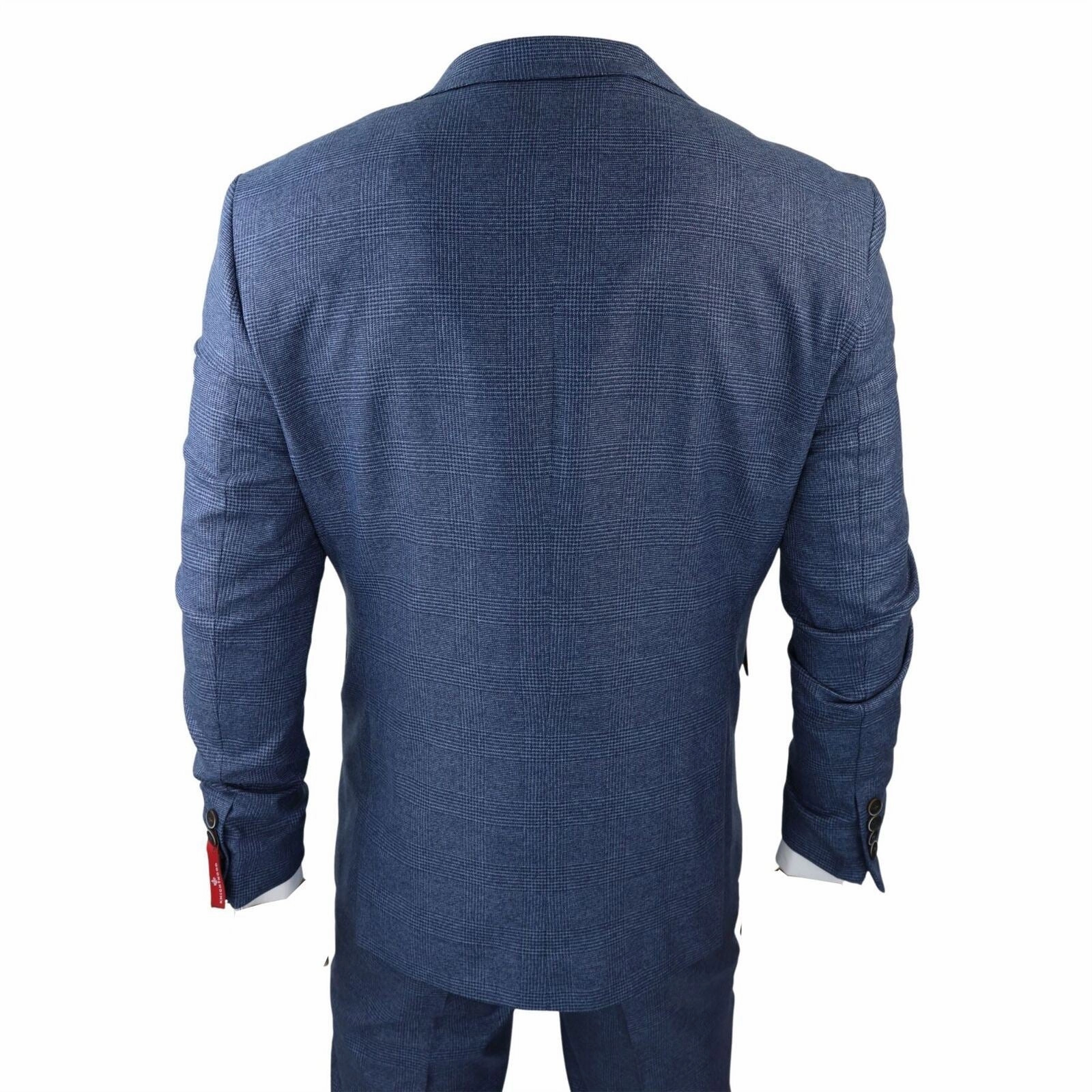 Men's 3 Piece Blue Prince Of Wales Check Suit