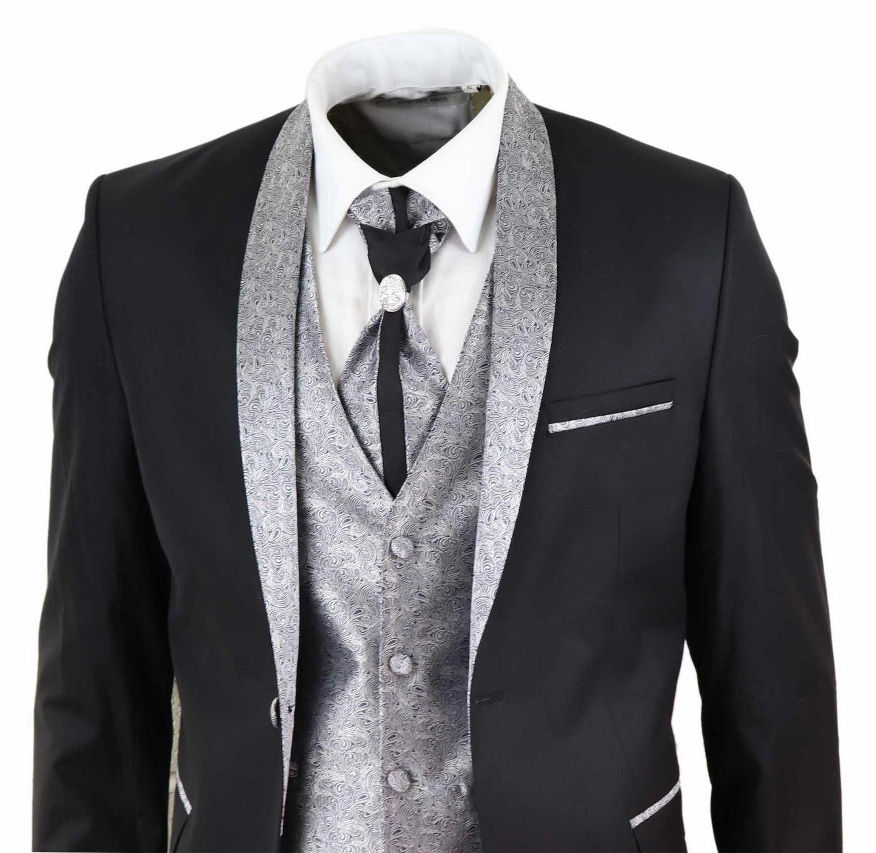 Men's 4 PieceBlack Tailored Wedding Suit