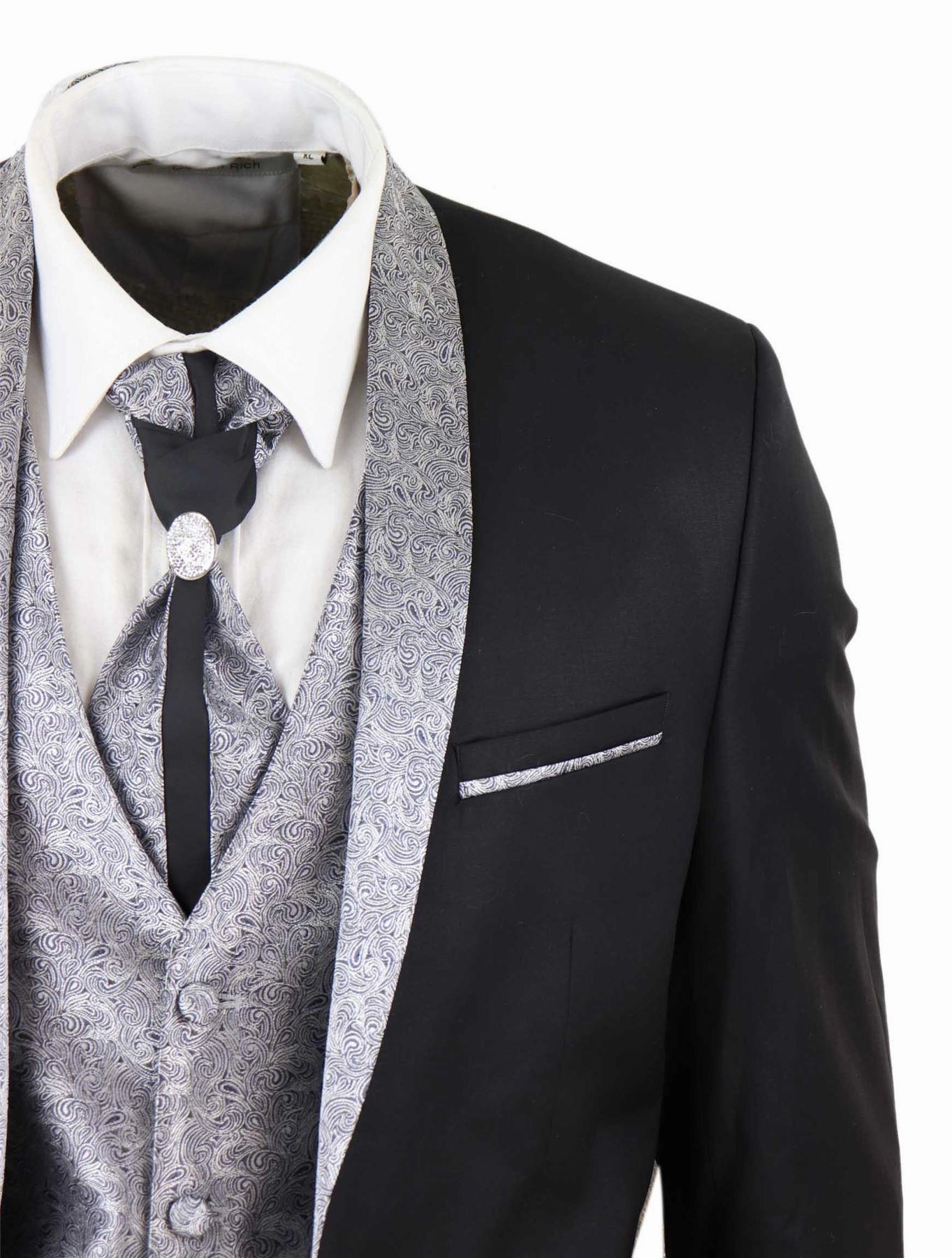 Men's 4 PieceBlack Tailored Wedding Suit