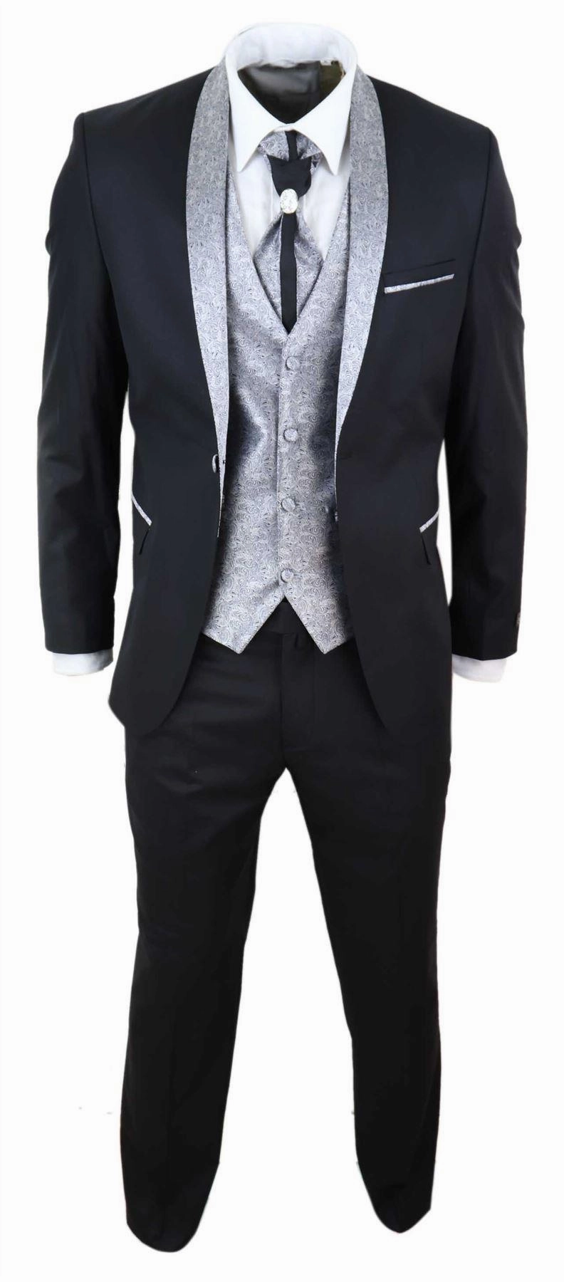 Men's 4 PieceBlack Tailored Wedding Suit