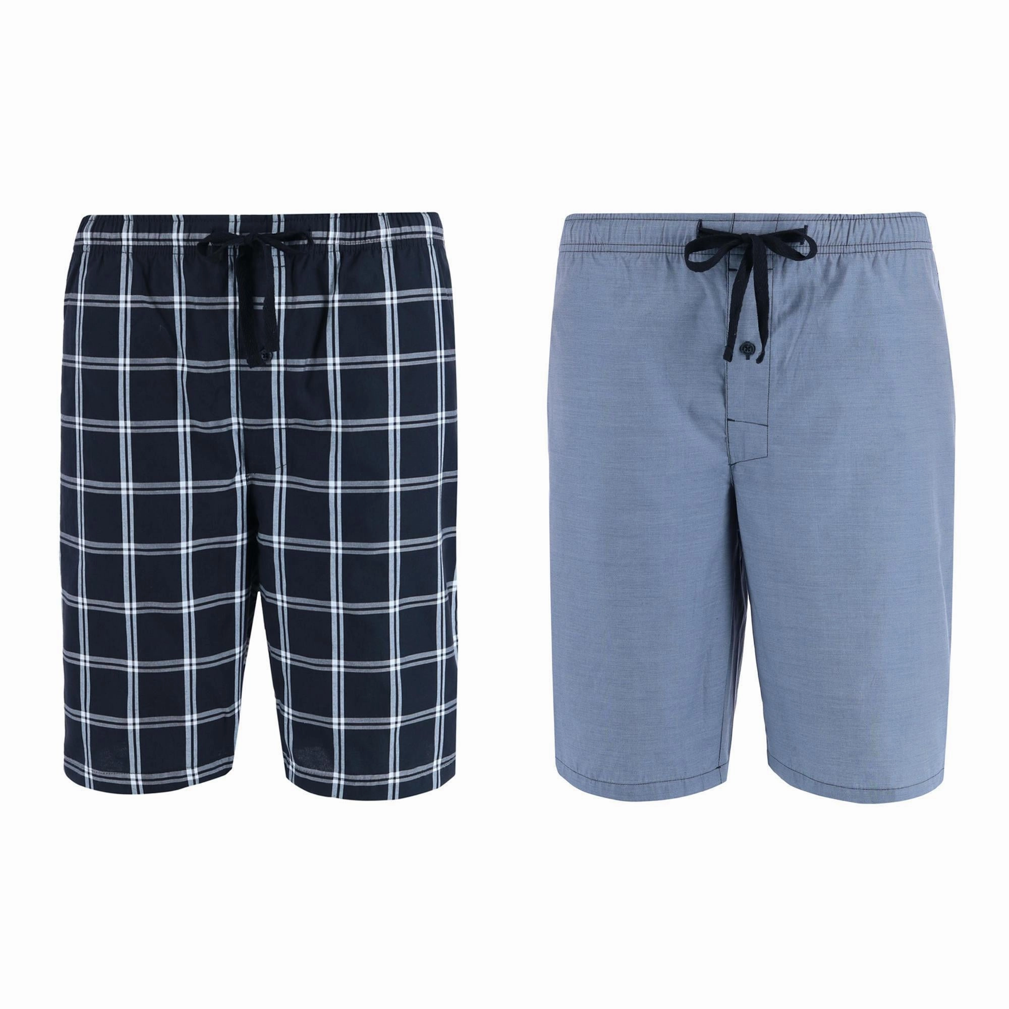Men's Big and Tall Woven Cotton Pajama Sleep Shorts (Pack of 2)