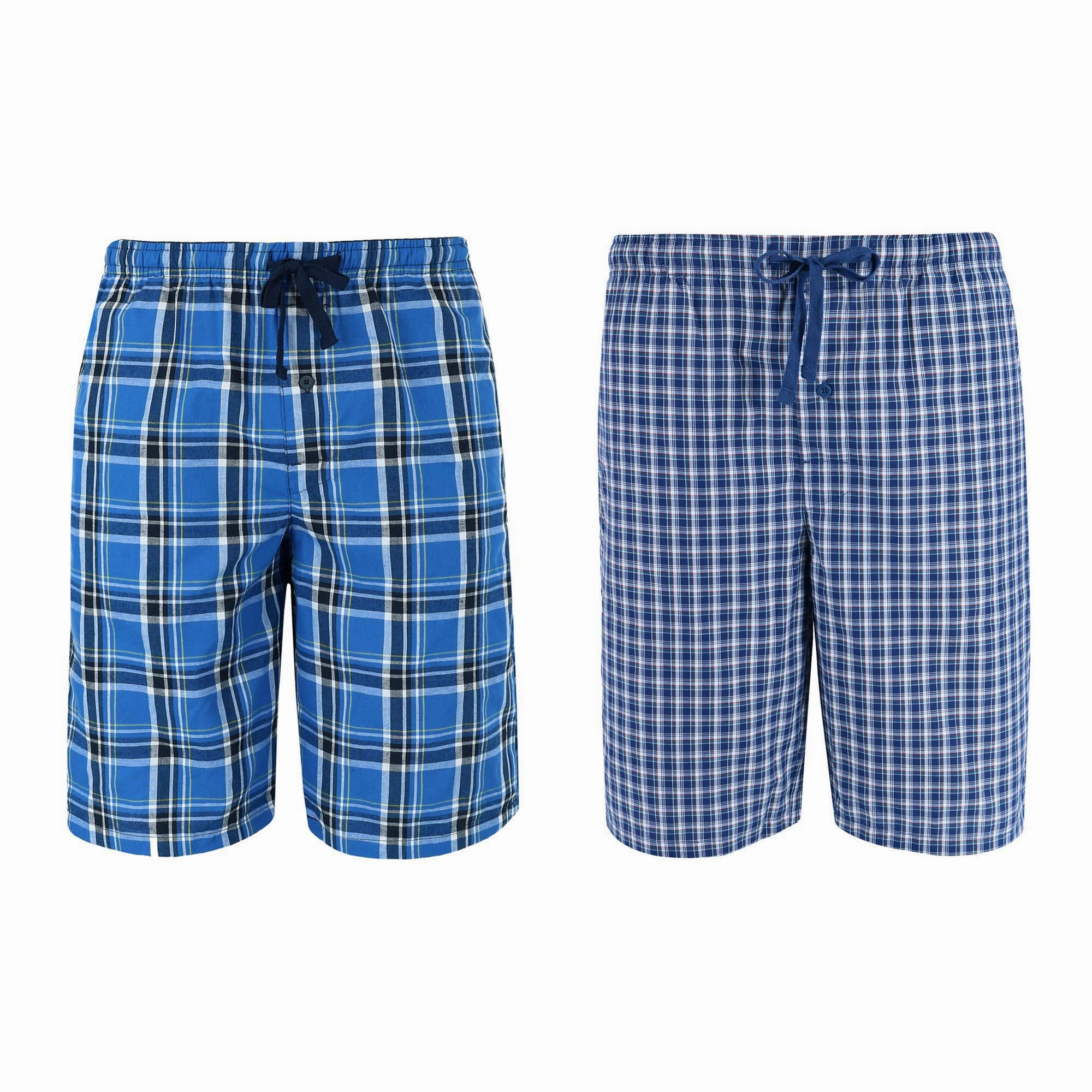 Men's Big and Tall Woven Cotton Pajama Sleep Shorts (Pack of 2)
