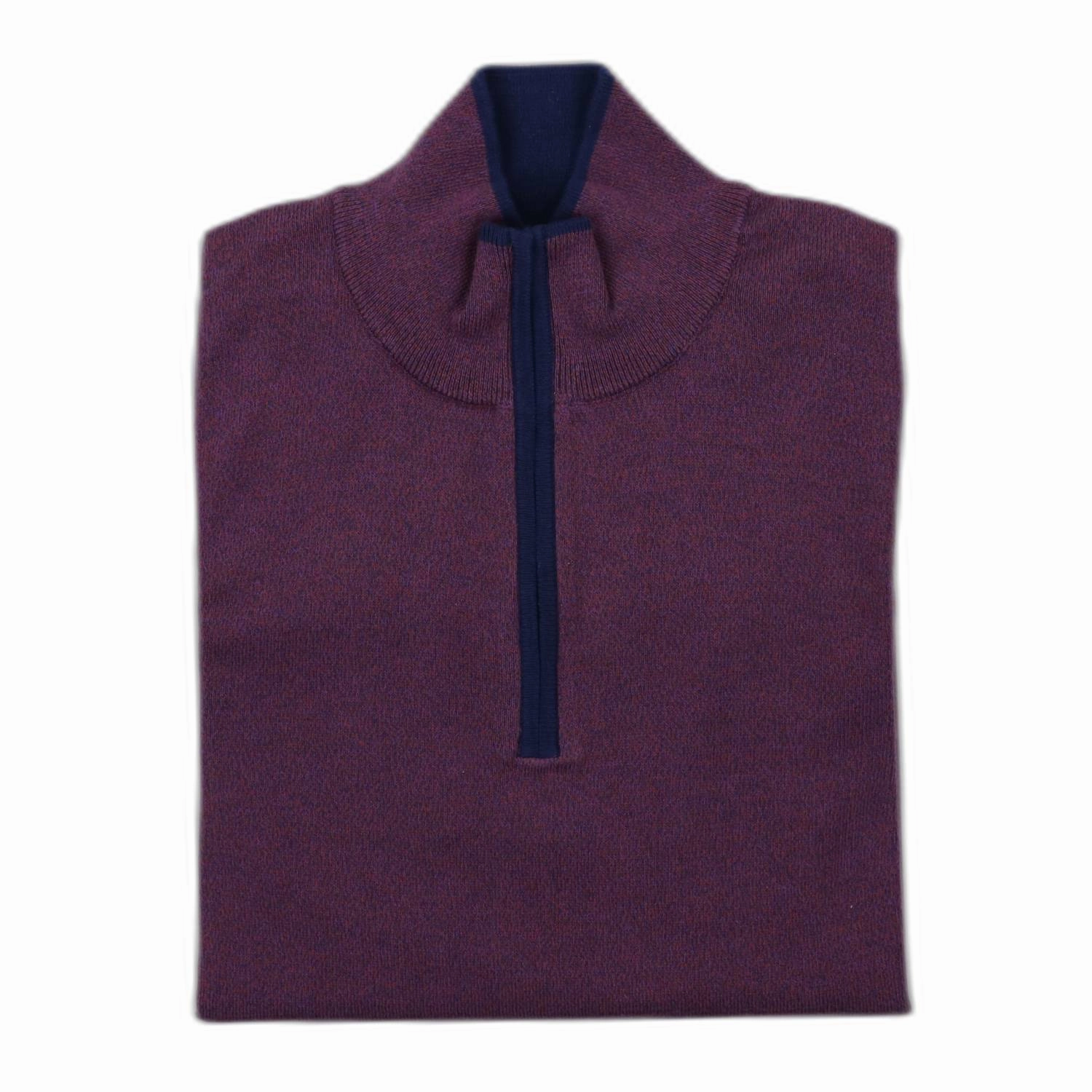 Men's Cotton-Cashmere Quarter Zip In Marled Plum