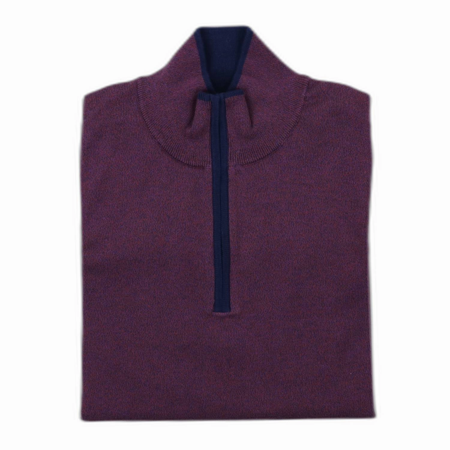 Men's Cotton-Cashmere Quarter Zip In Marled Plum