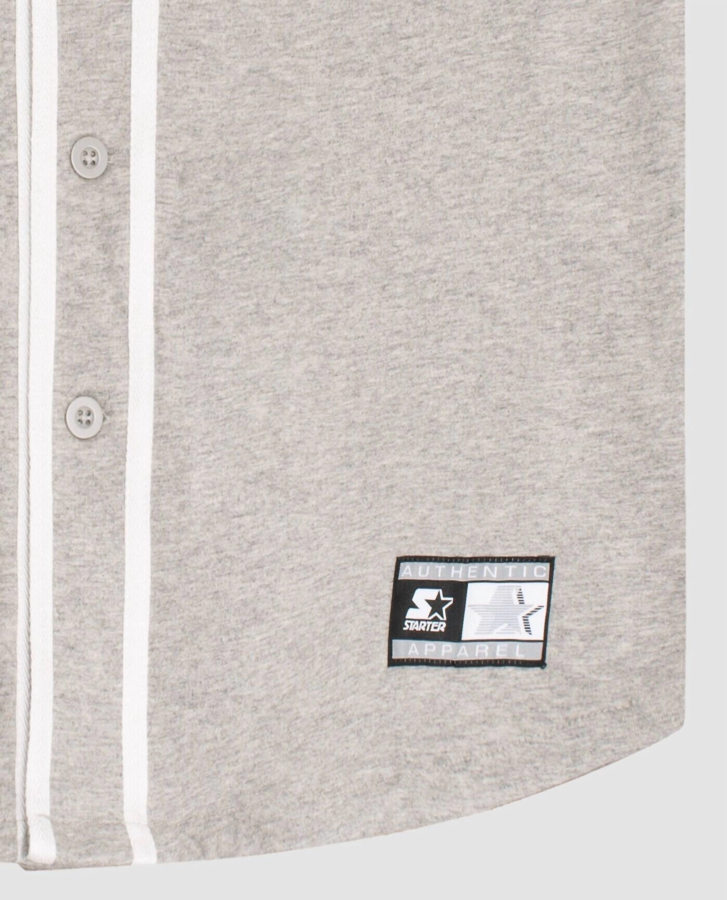 Men's Dallas Cowboys Button-Front Cotton Starter Baseball Jersey In Grey