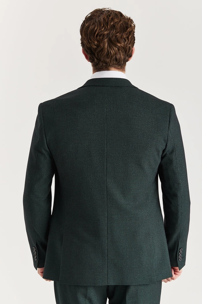 Men's Green 3 Piece Prince Of Wales Formal Suit