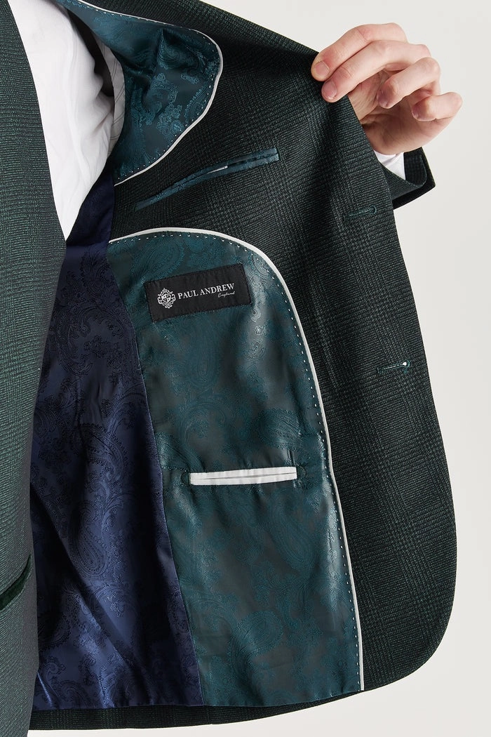 Men's Green Suit Blazer Prince Of Wales Formal Blazer