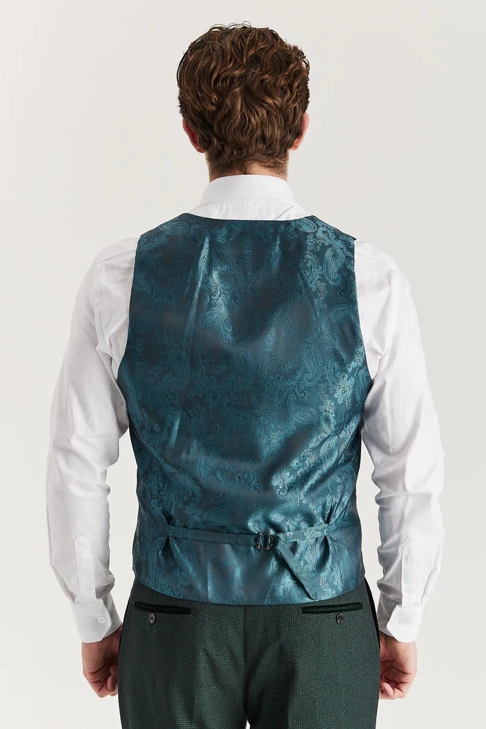Men's Green Suit Waistcoat Prince Of Wales Formal Waistcoat