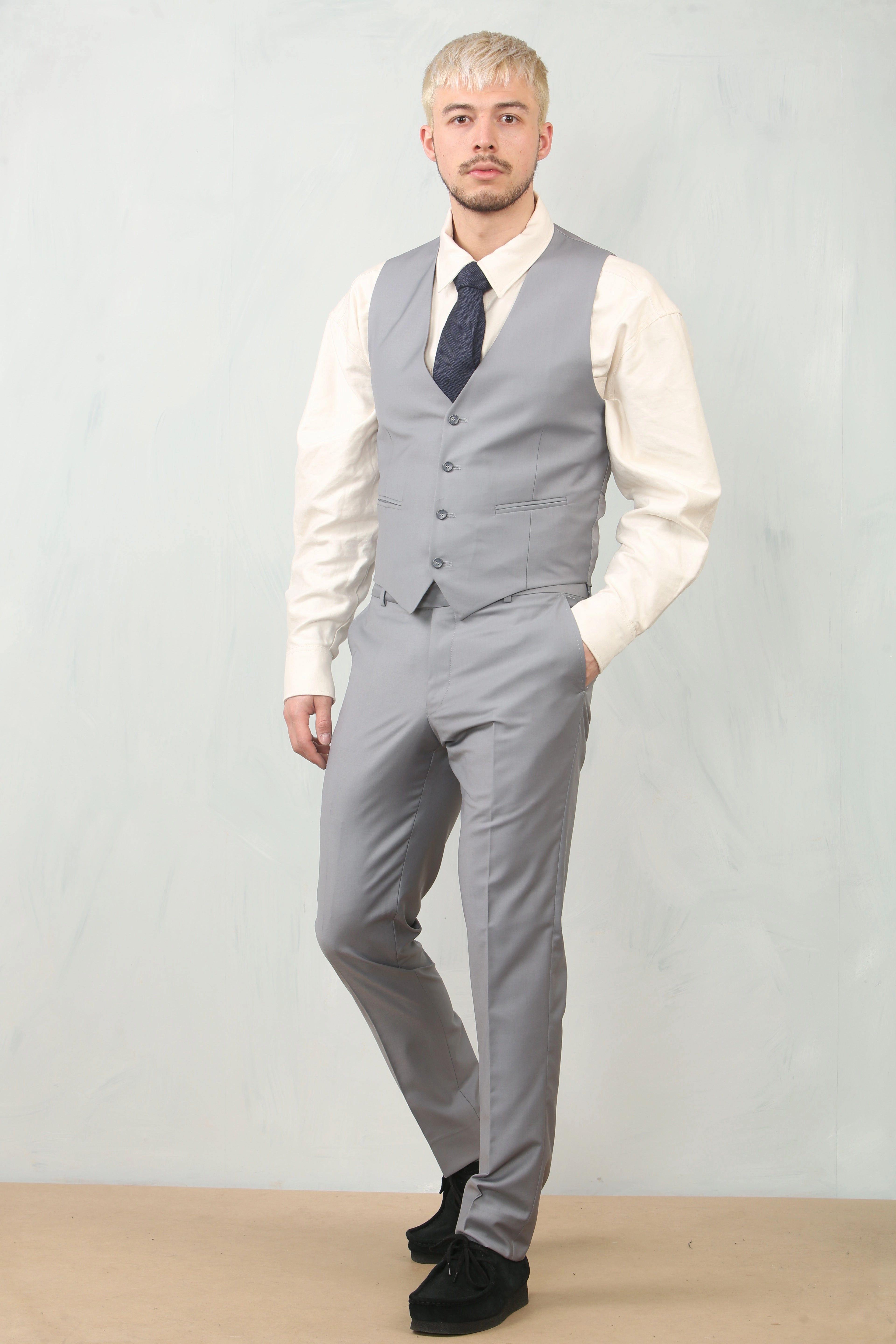 Men's Grey 3 Piece Formal Classic Prom Suit Workwear