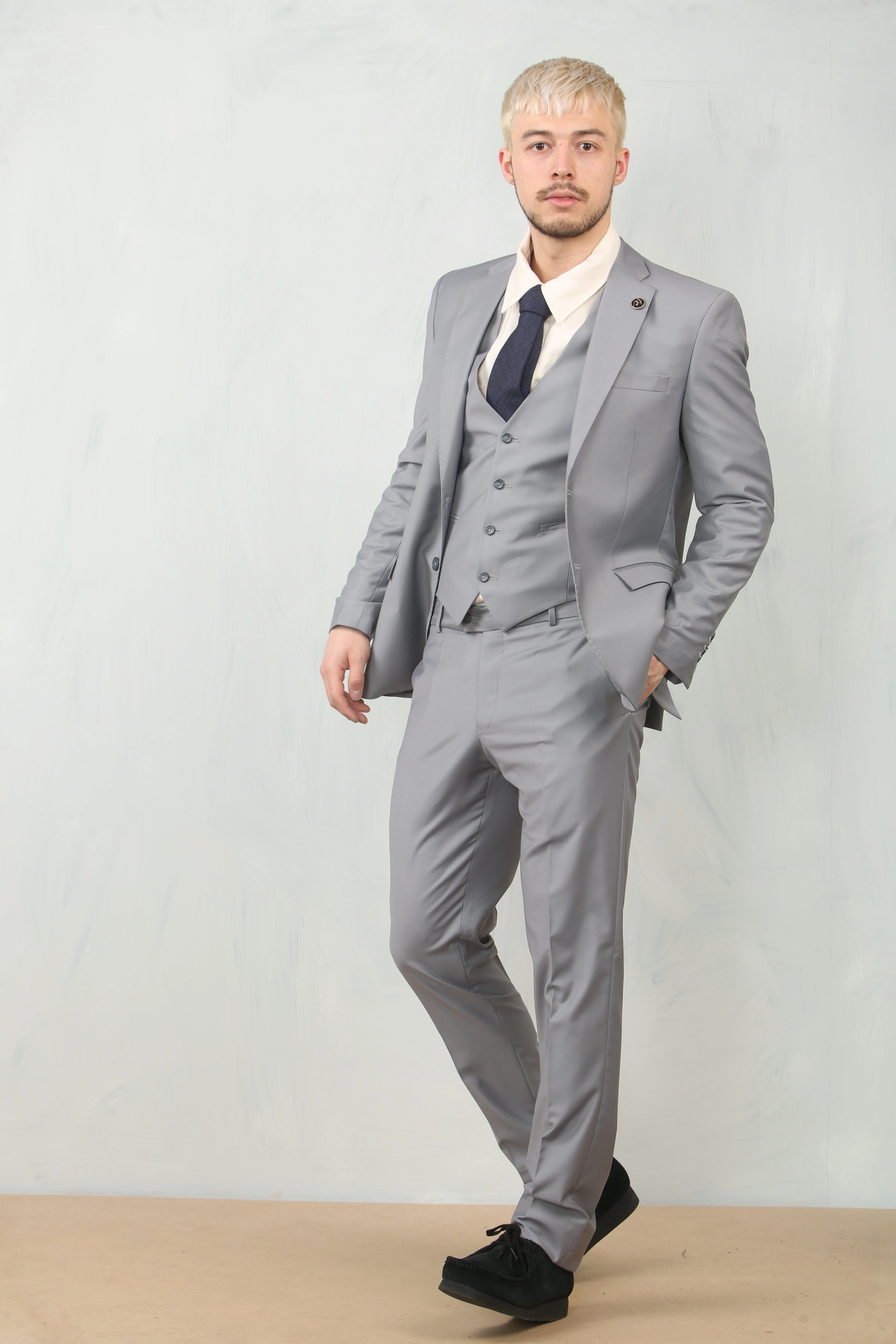 Men's Grey 3 Piece Formal Classic Prom Suit Workwear