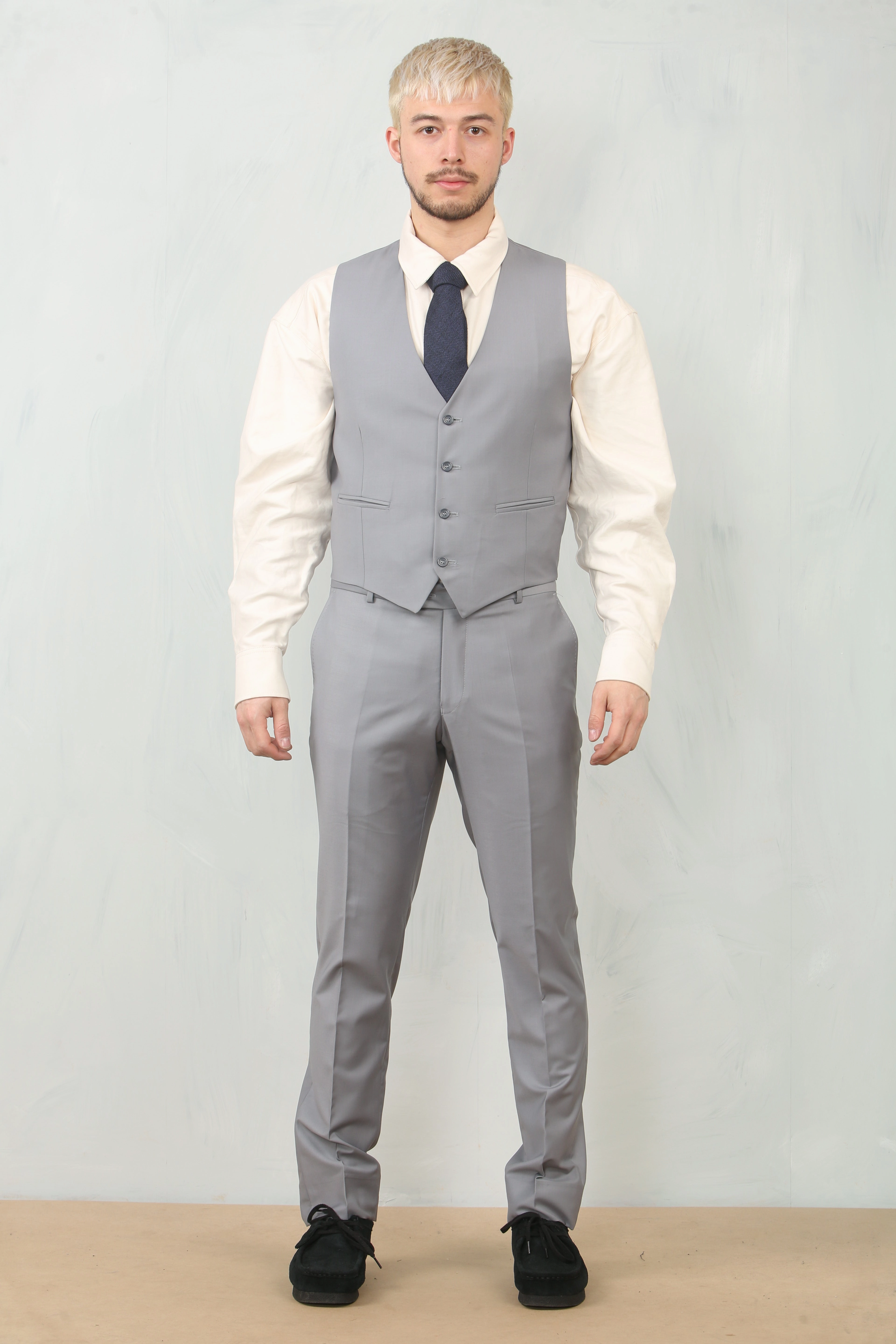 Men's Grey 3 Piece Formal Classic Prom Suit Workwear