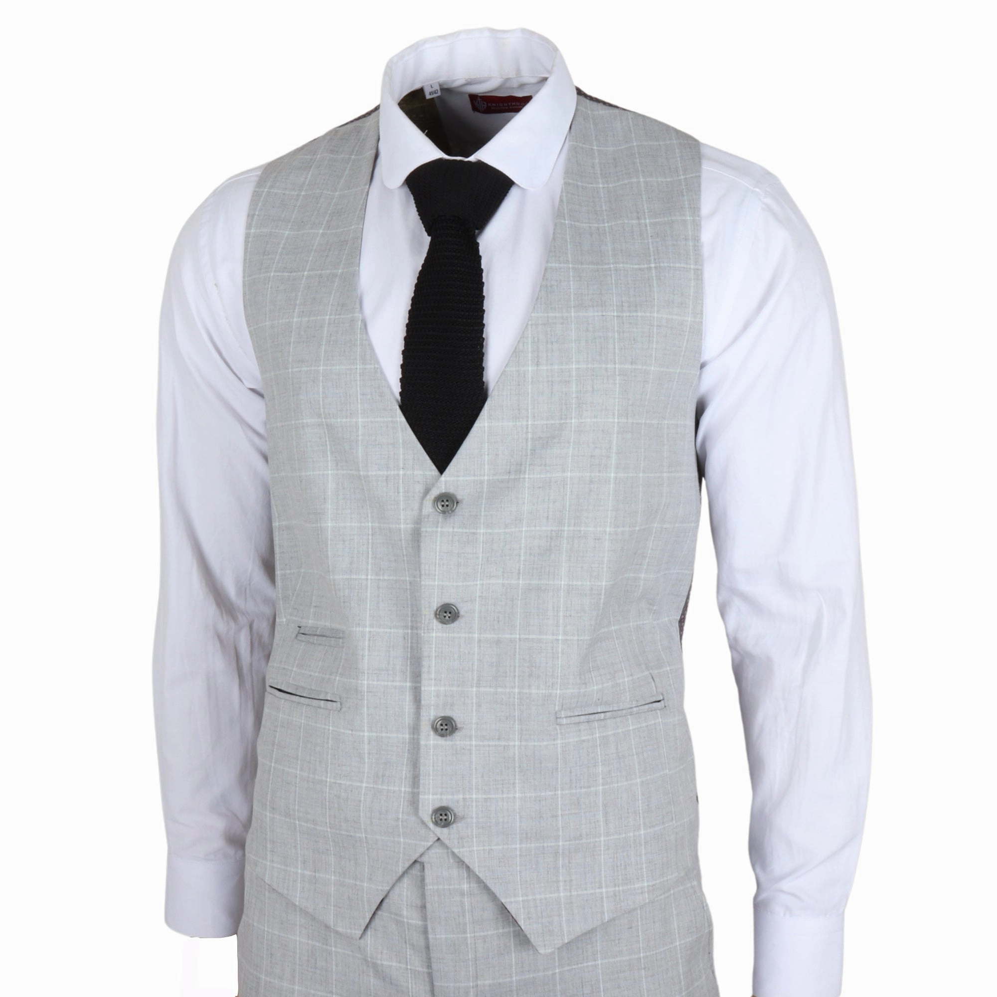 Men's Grey Checked 3 Piece Suit Tailored Fit