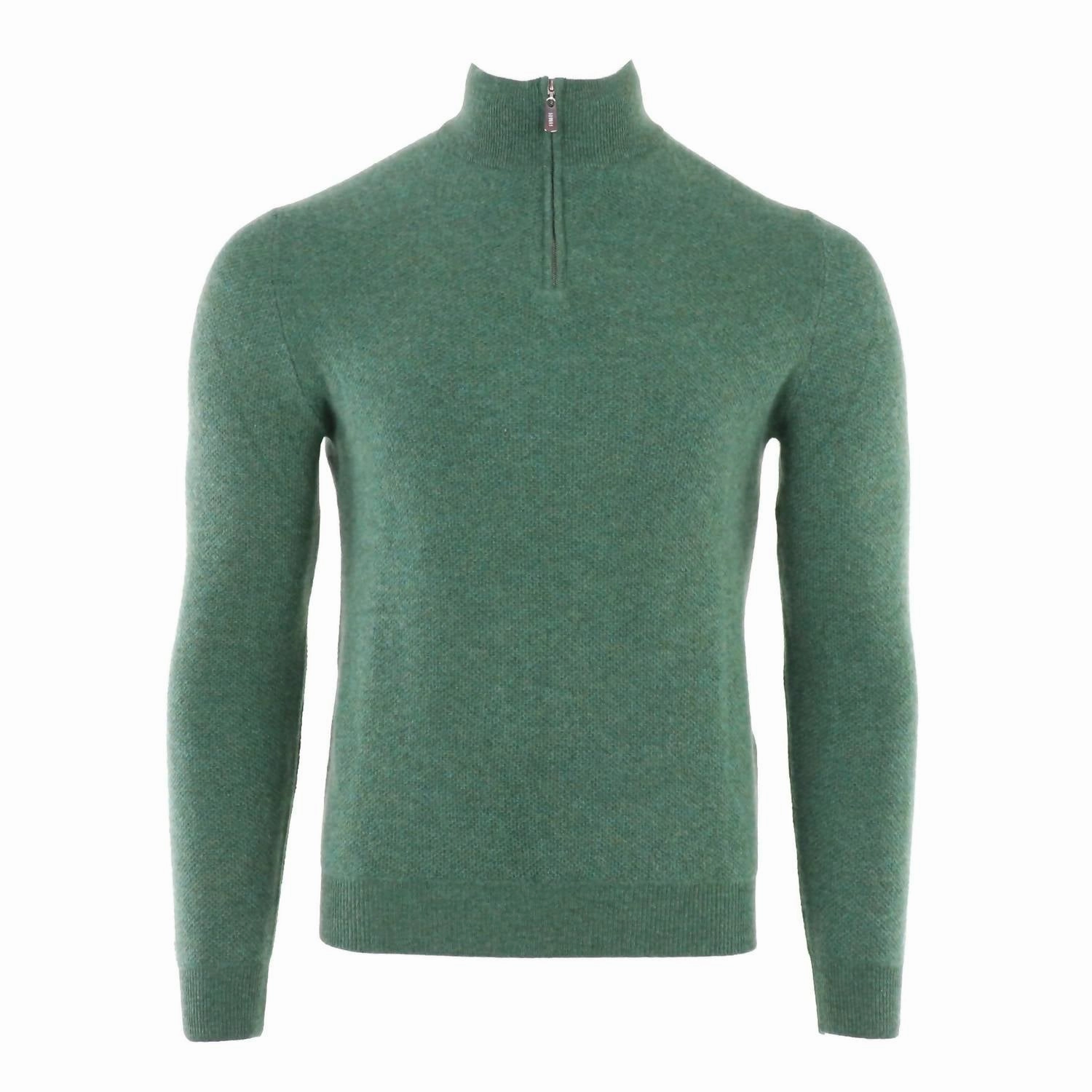 Men's Honeycomb Cashmere Quarter Zip In Arete